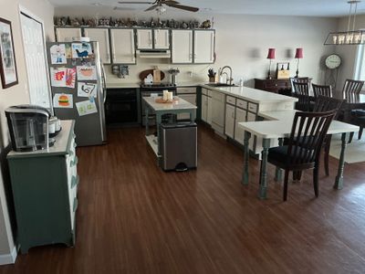 Blue-Grey Kitchen Cabinet Refinishing Transformation in White Lake