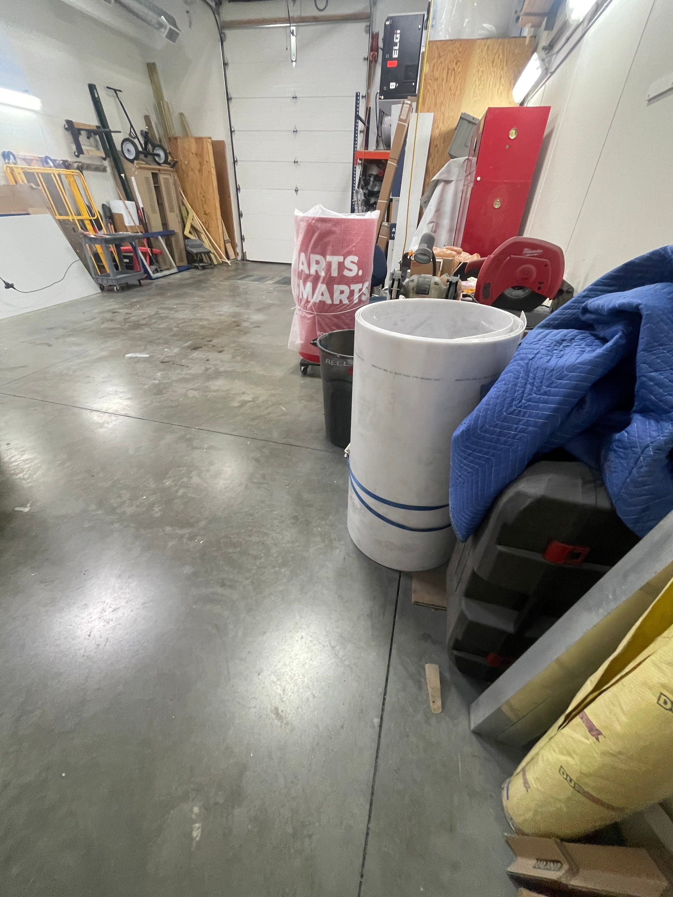 Commercial Grey Speckled Epoxy Floor Coating for Industrial Workshop by Select Painting, Coatings & Garage Cabinets