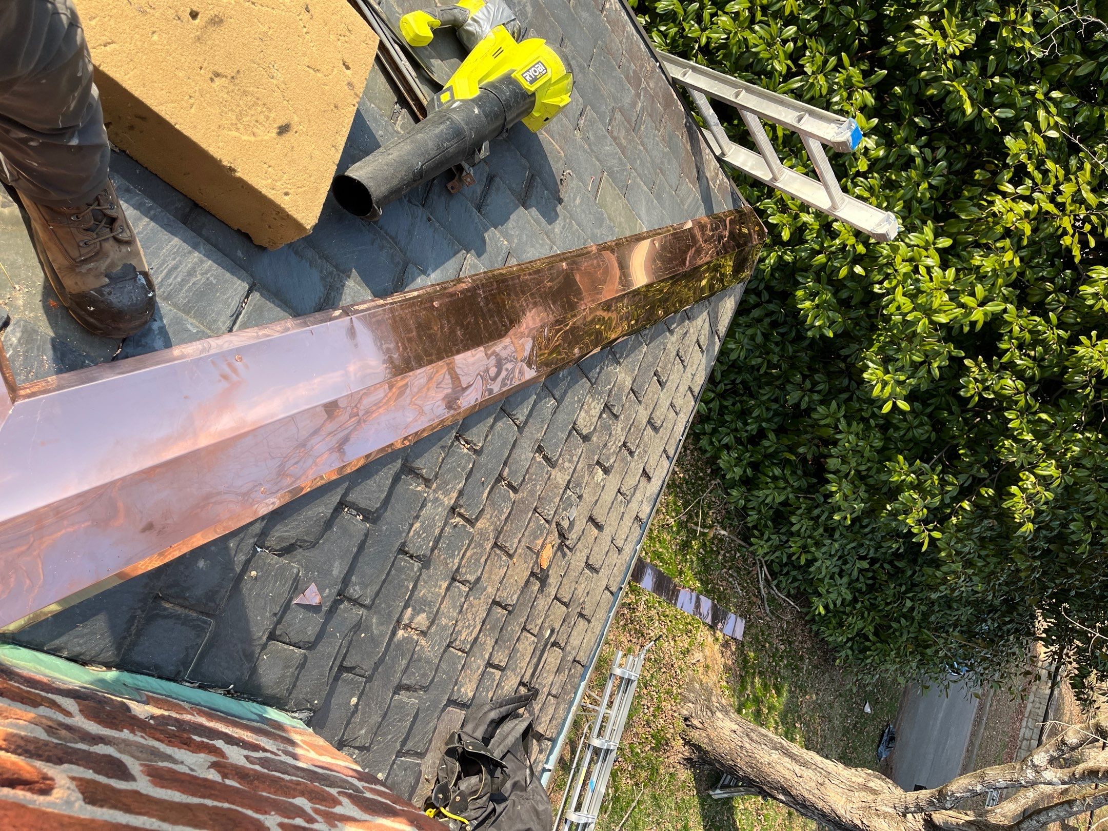 Slate Roof Restoration and Copper Ridge Cap Install in Richmond by Cade Construction