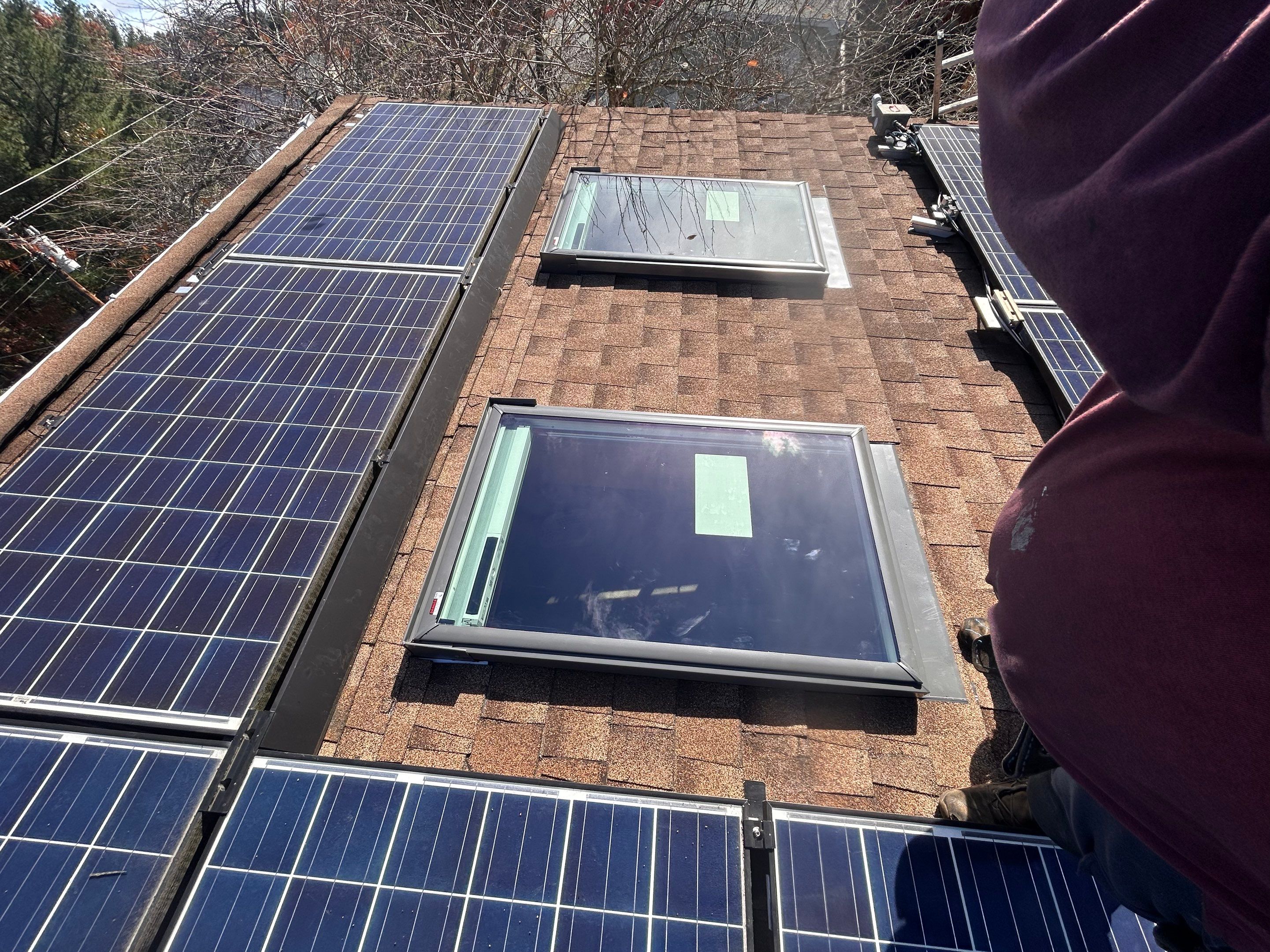 Tewksbury Dual Skylight Replacement with Solar Shades by Mighty Dog Roofing of Greater Middlesex County
