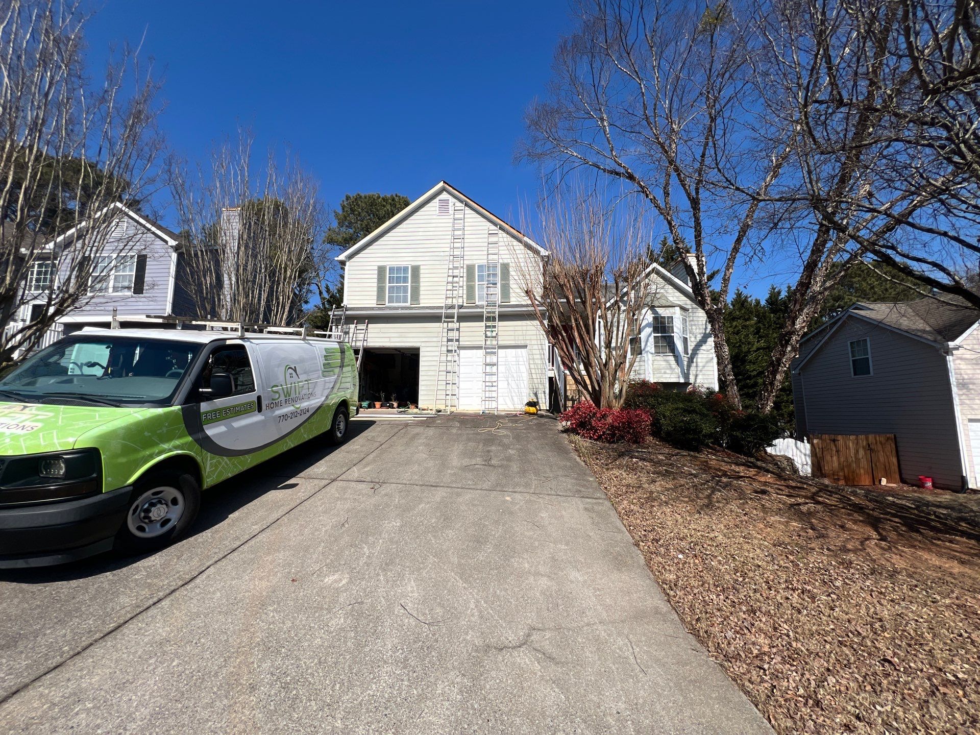 Exterior Residential Painting and Deck Staining in Kennesaw, Georgia by Swift Home Renovations