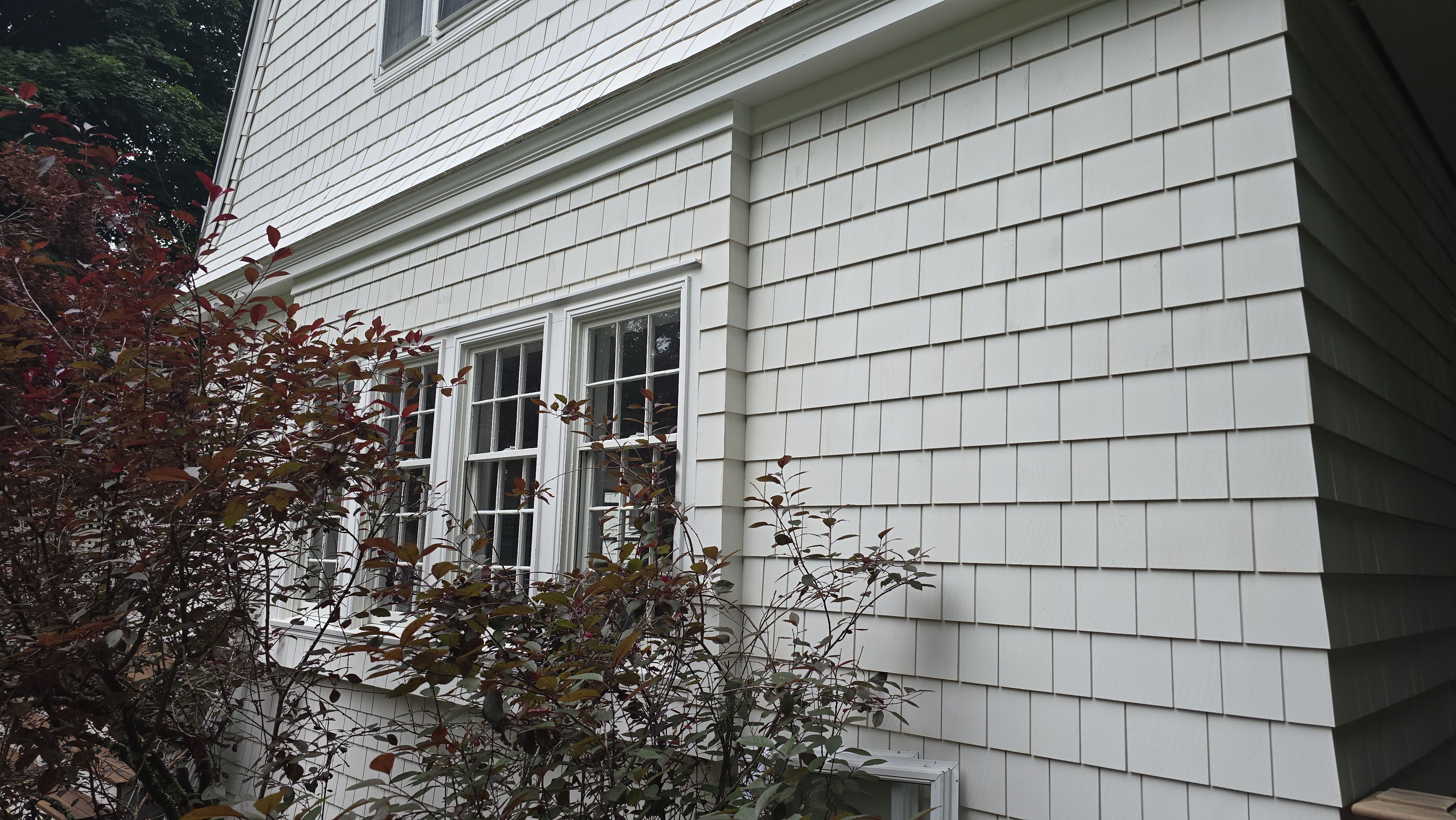 White cedar shingles and windows in Wayland, MA by UBrothers Construction