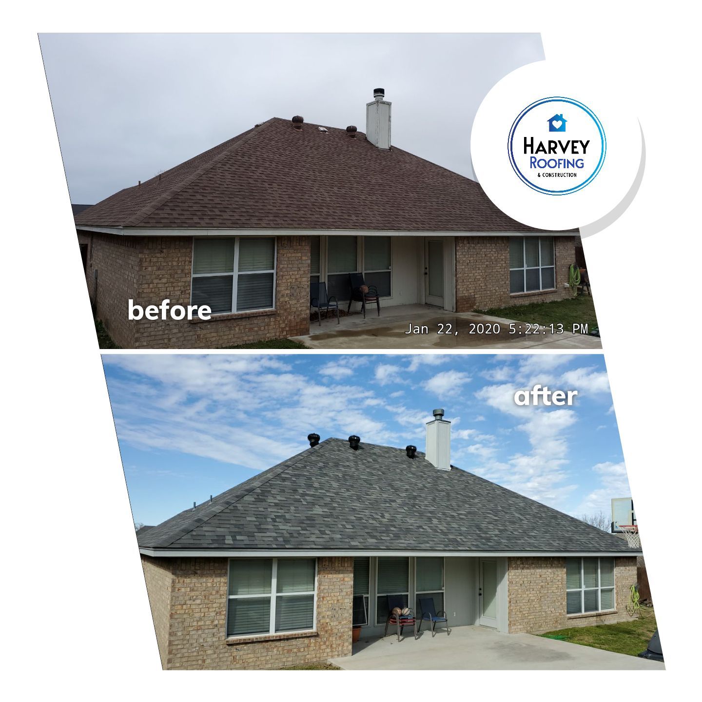 Residential Roofing Installation using Malarkey Vista AR by Harvey Roofing & Construction