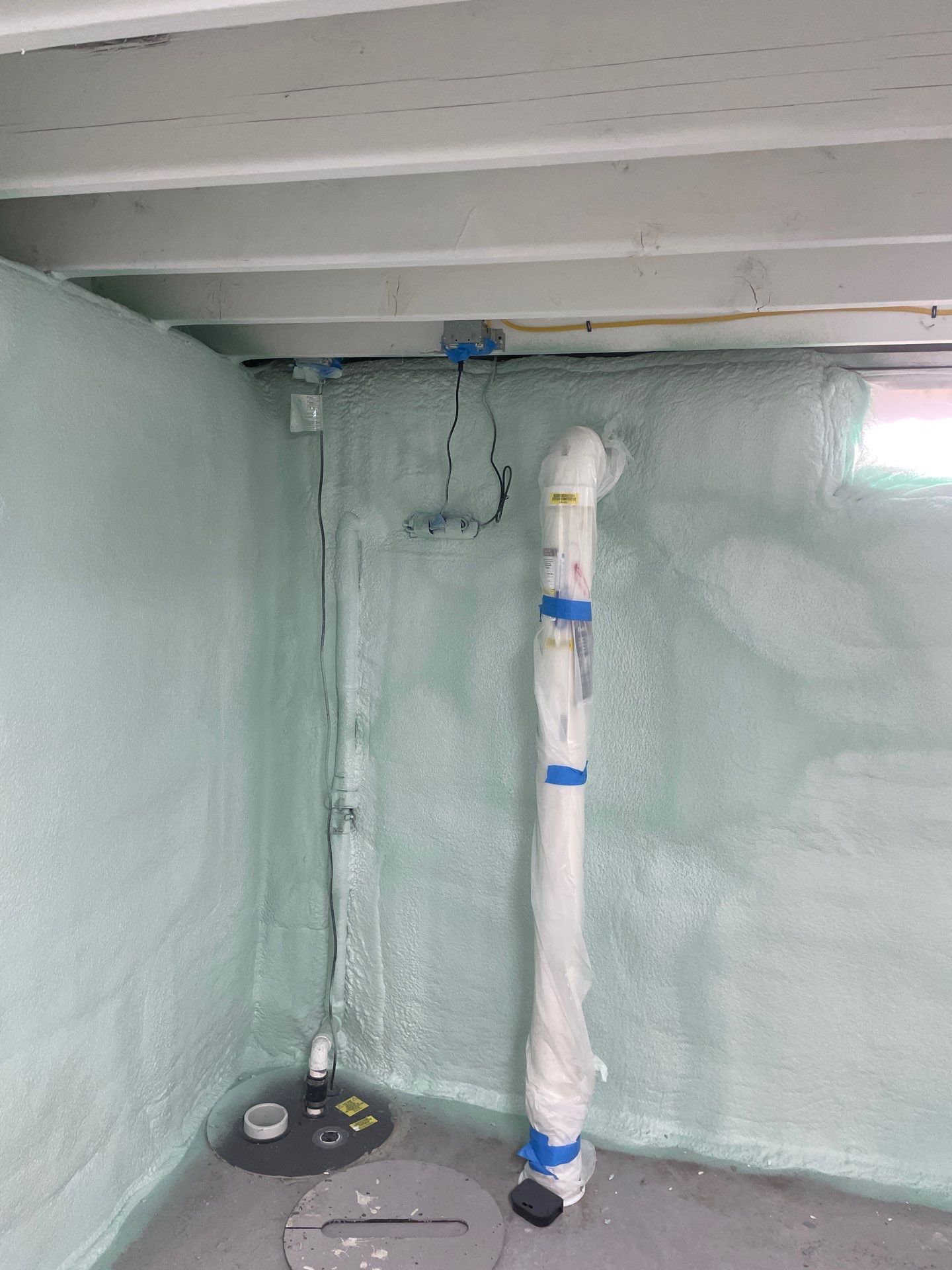 Basement Exterior Walls using Closed Cell Spray Foam by NYS Foam & Energy