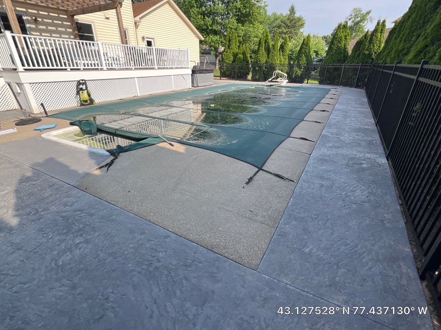 Bluestone stamped concrete patio  by NG Masonry & Construction LLC