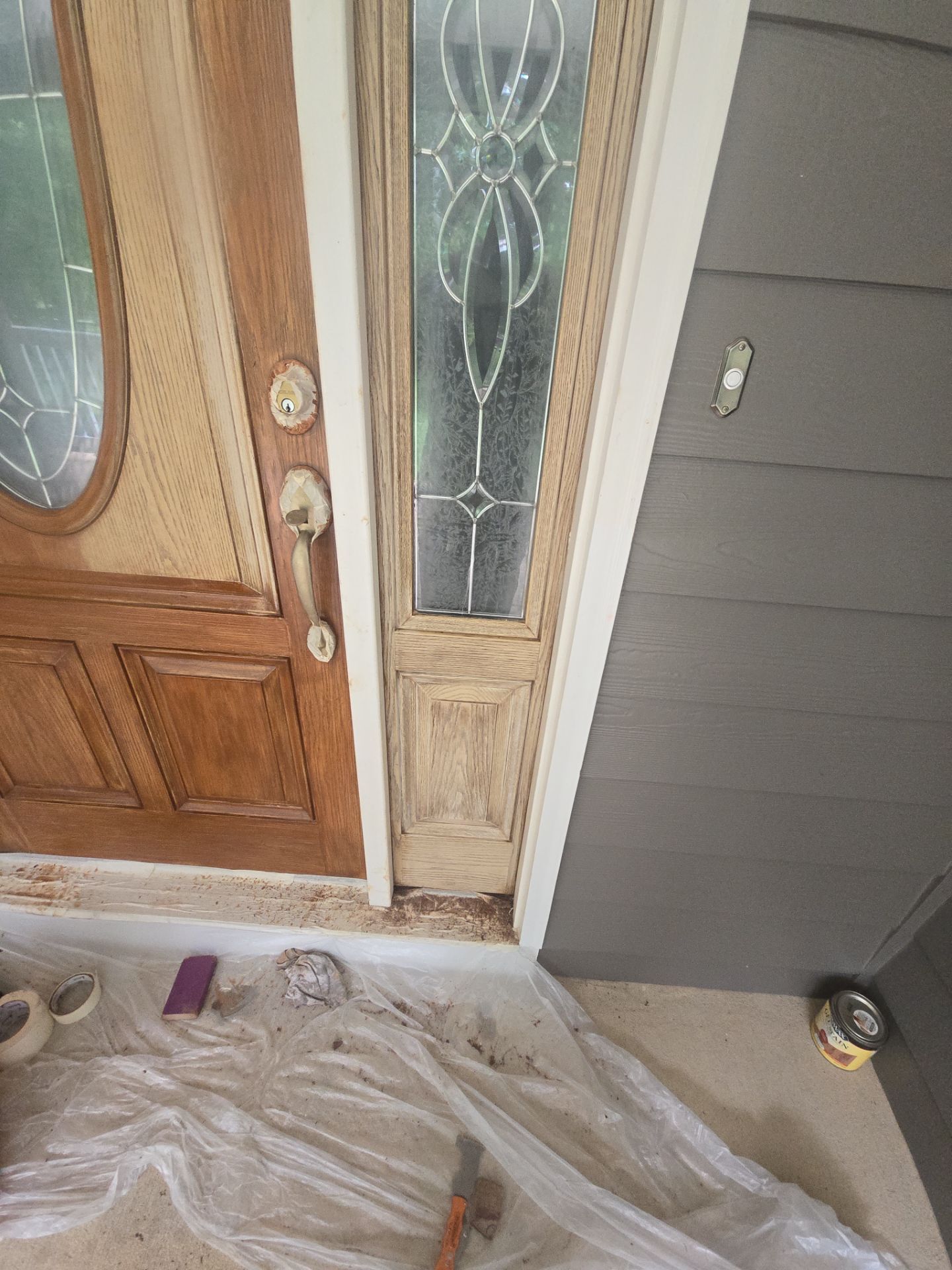 Siding replacement, exterior painting, and front door staining. by GonzalezPainters & Contractors Inc