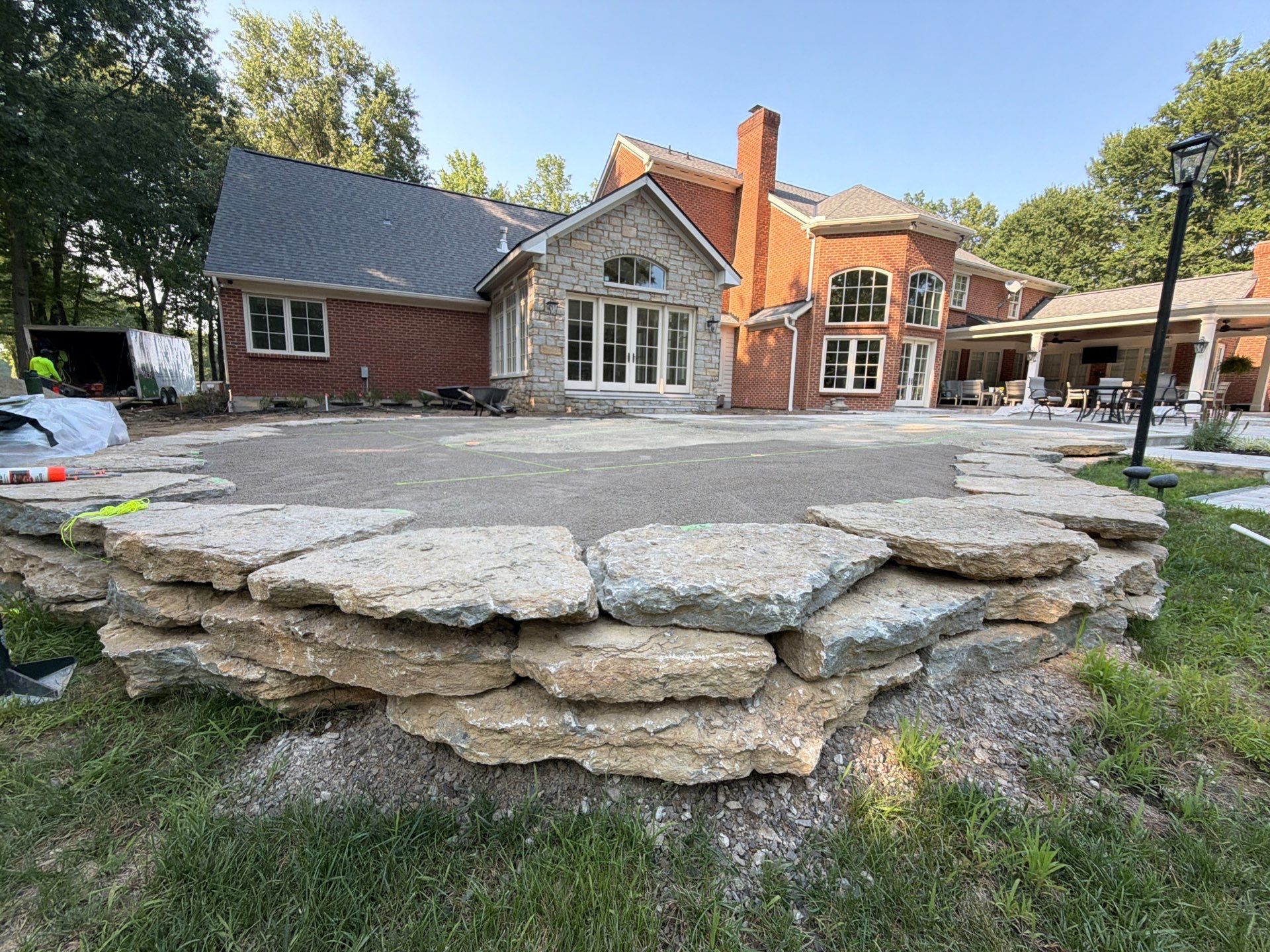 Custom Backyard Golf Green Accented by Flagstone Border in Morrow, OH by Southwest Greens Midwest