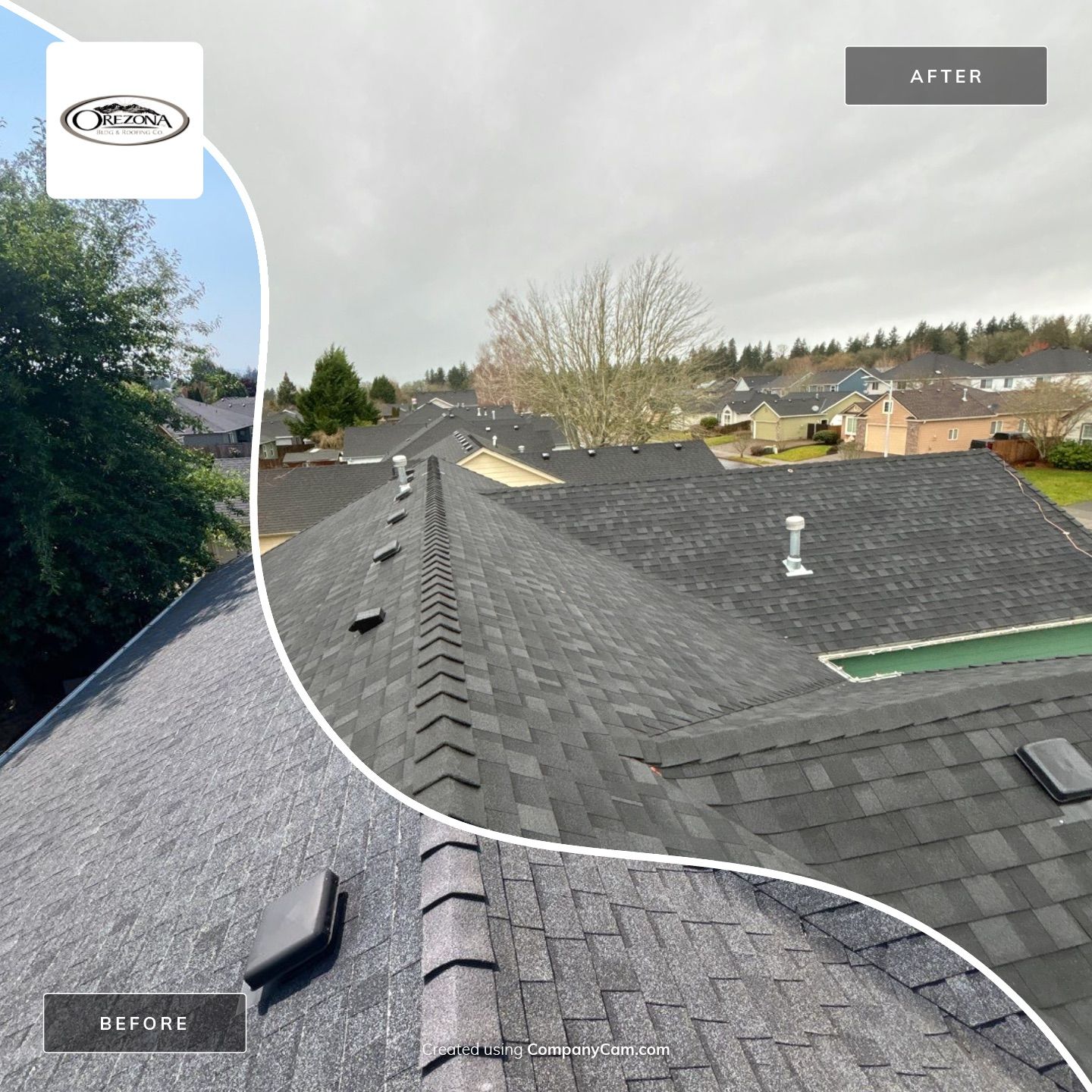 Residential Roofing Installation using IKO Dynasty (Color: Granite Black) by Orezona Building & Roofing Company, Inc.