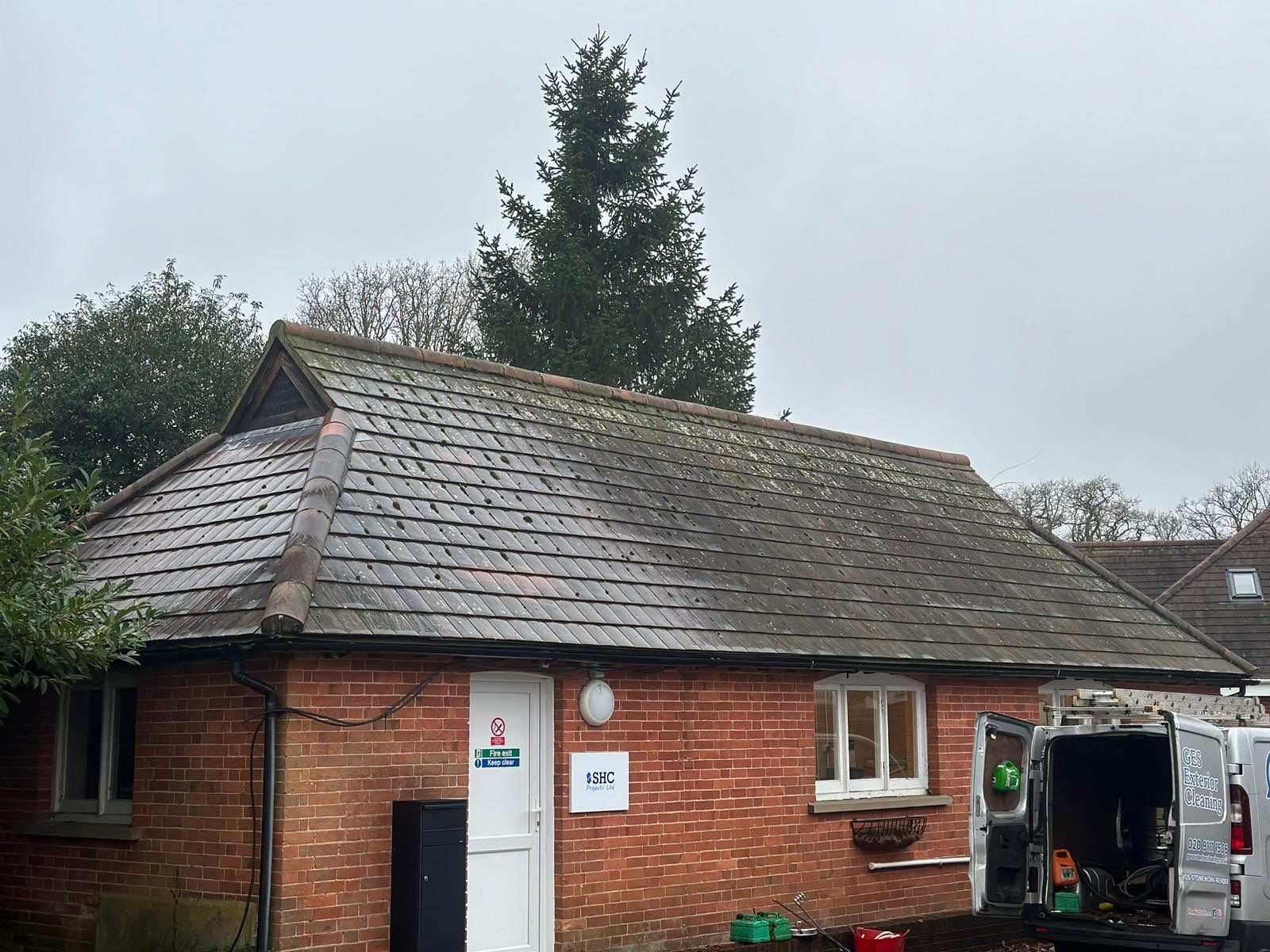 Large Care Home Roof Clean using Mosmatic FSC and Biocide by Ges Exterior Cleaning ltd