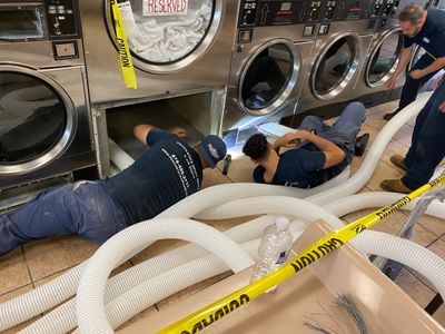 Laundromat Dryer Vent Deep Cleaning using Gas Powered Vac