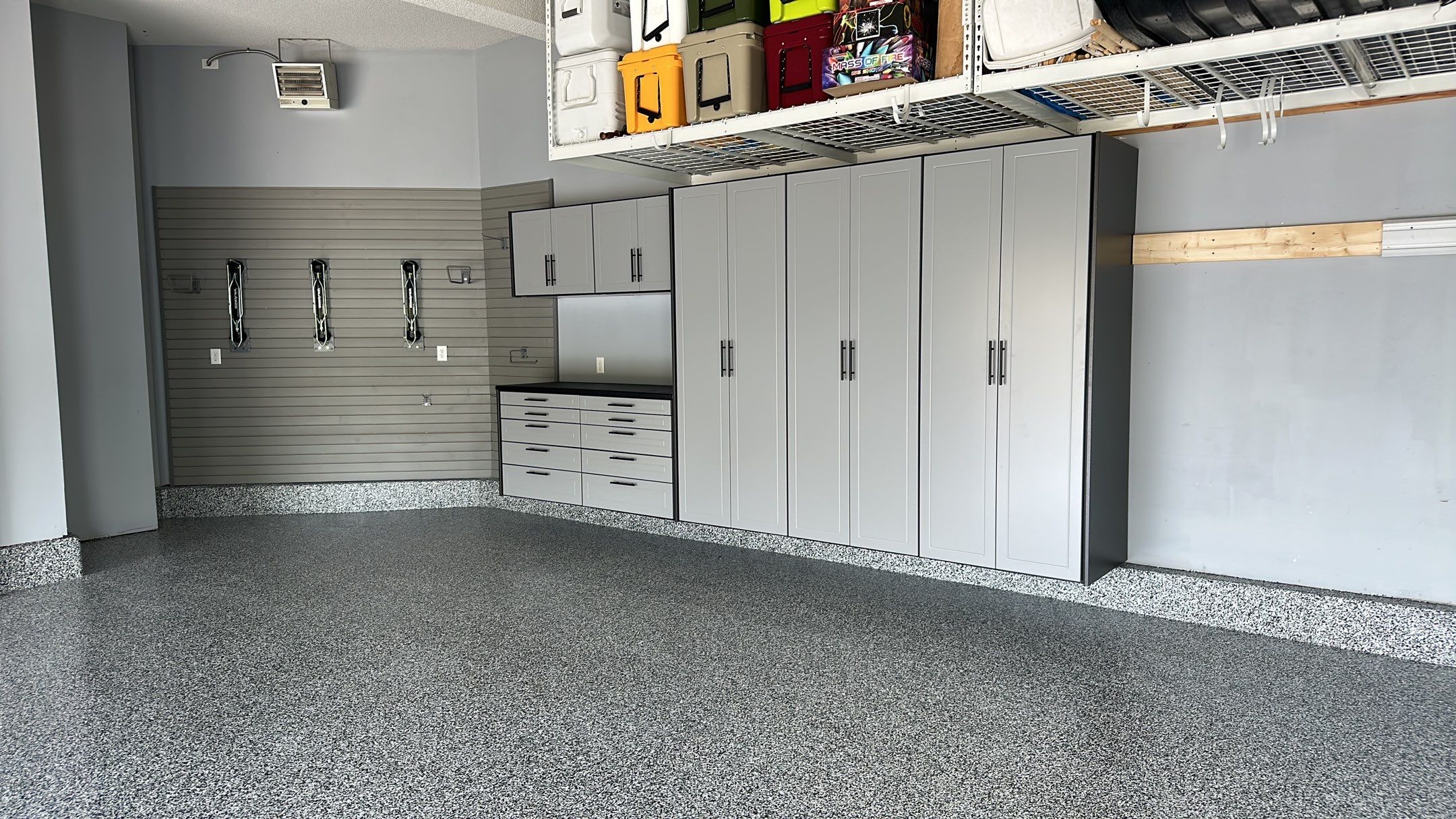 Matt N. took his garage to the next level with our Domino floor and cabinets by Banner Garage