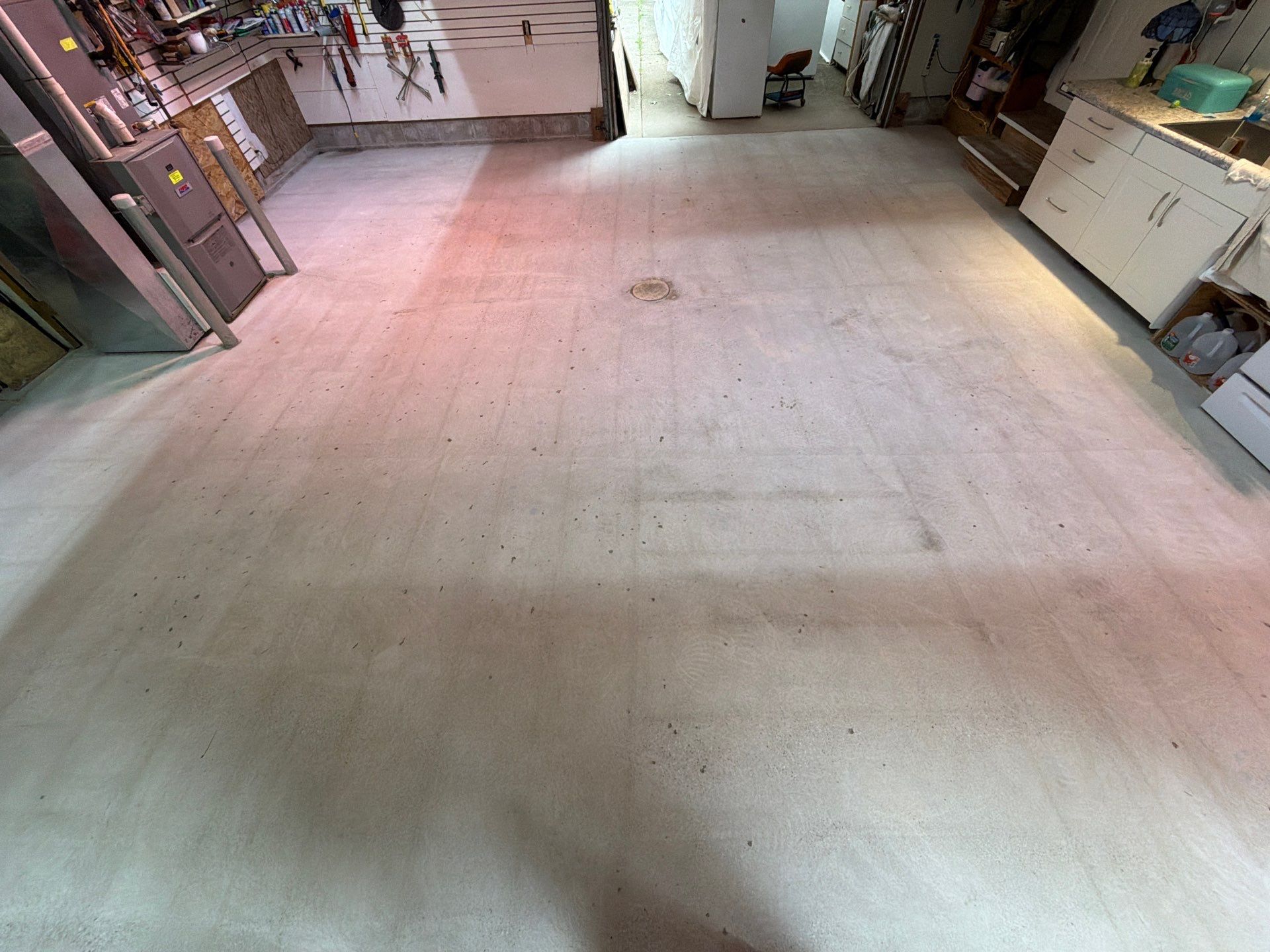 Custom Multi-Colored Epoxy Flake Garage Floor Coating in Montague by Gordon Painting