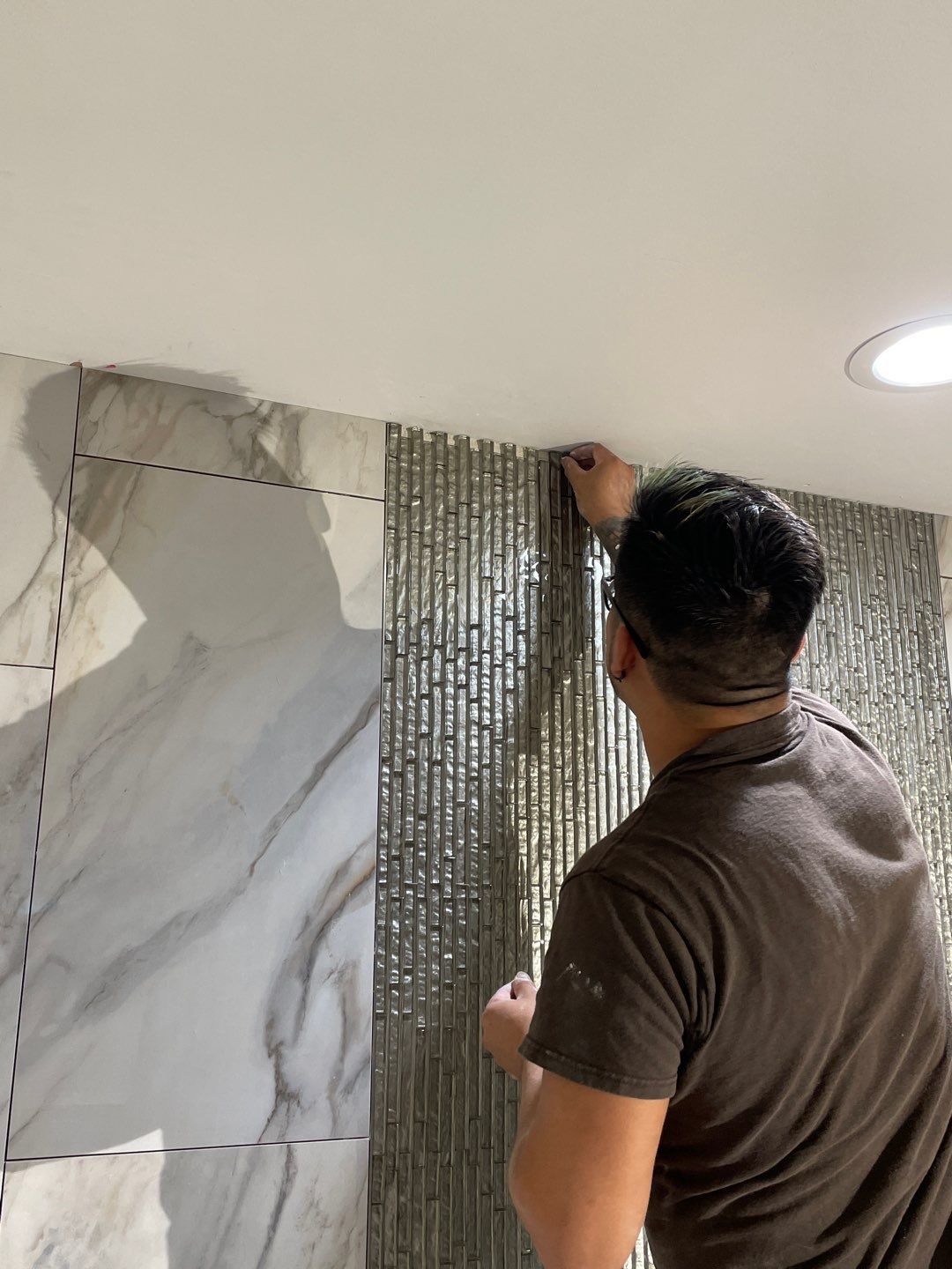Rain Glass Shower by Footprints Floors of East Atlanta