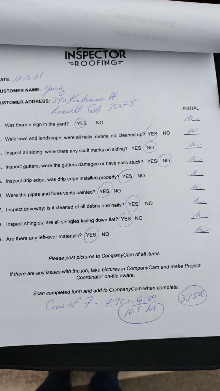 Residential Roofing Installation using Owens Corning by Inspector Roofing and Restoration
