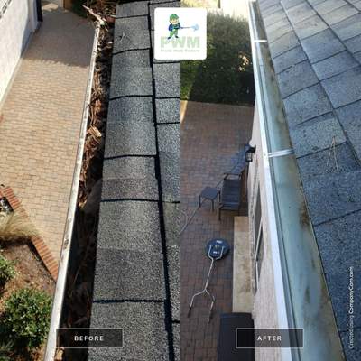 Gutter Cleaning using water