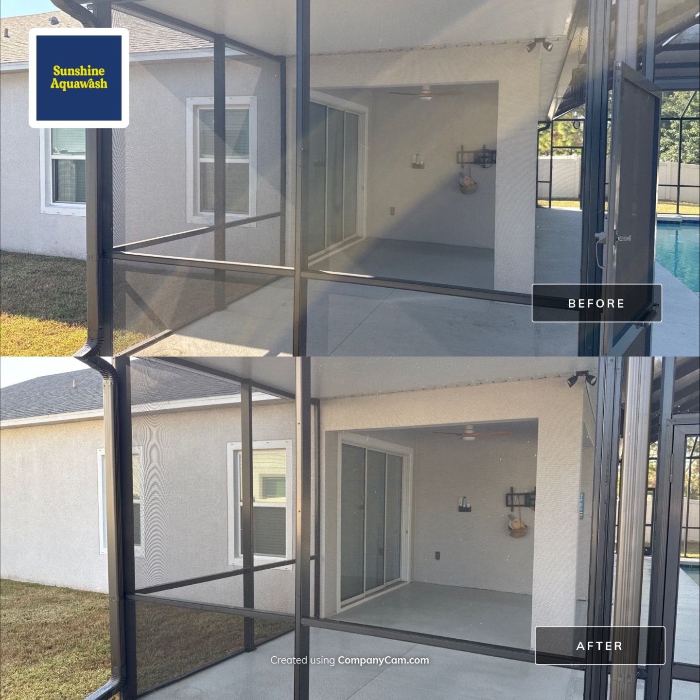 Painted Pool Deck & Screen Enclosure Cleaning | Heron Creek, Palmetto FL by Sunshine AquaWash