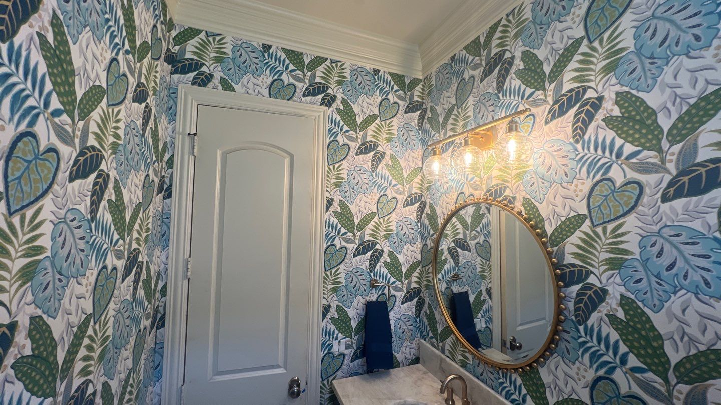 Wallpaper Installation in the Bathroom by Nomad Painting
