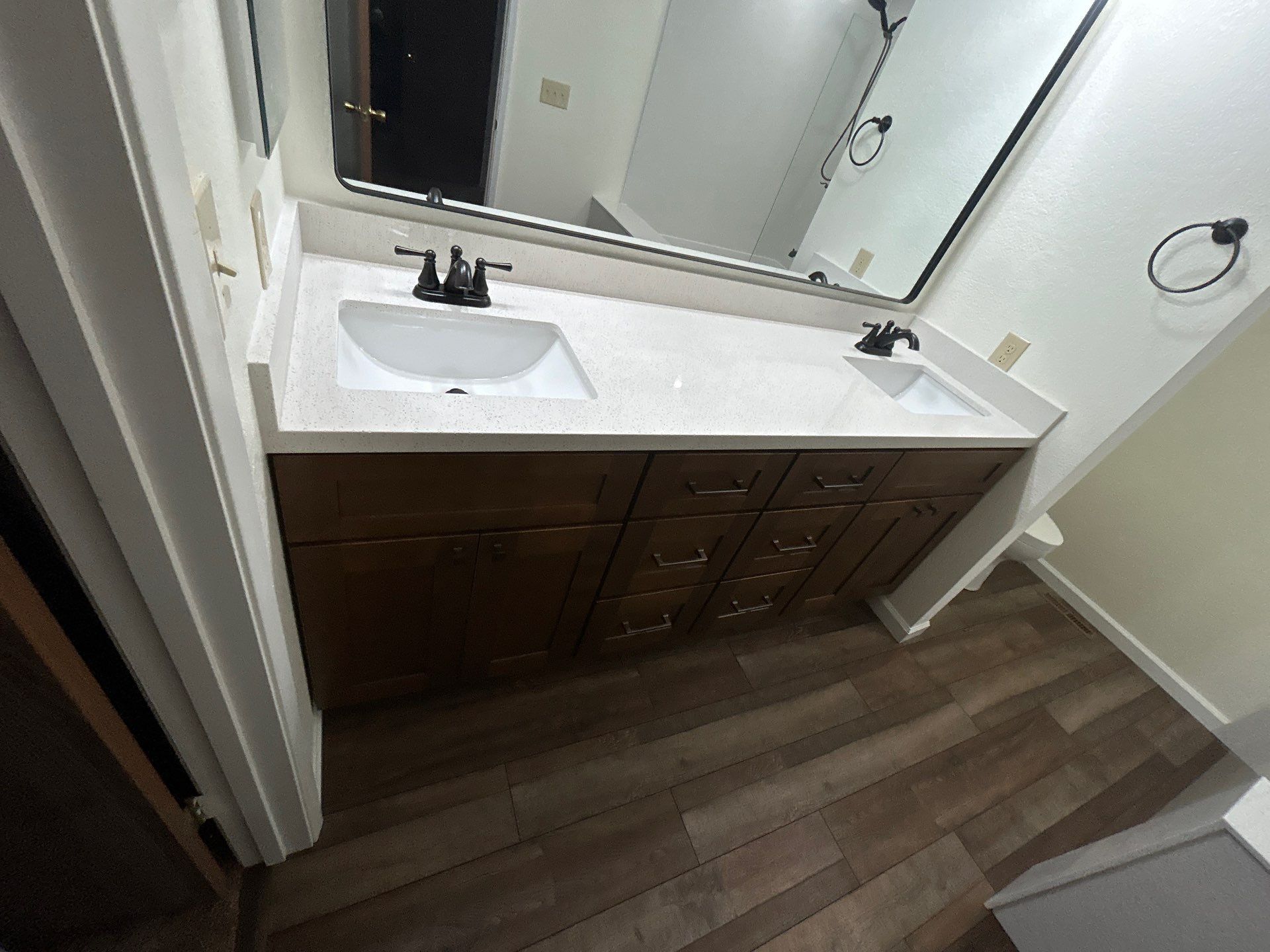 Bathroom Remodel with Double Vanity and Quartz Counters in Vacaville by H4H Remodeling and Repairs Inc.