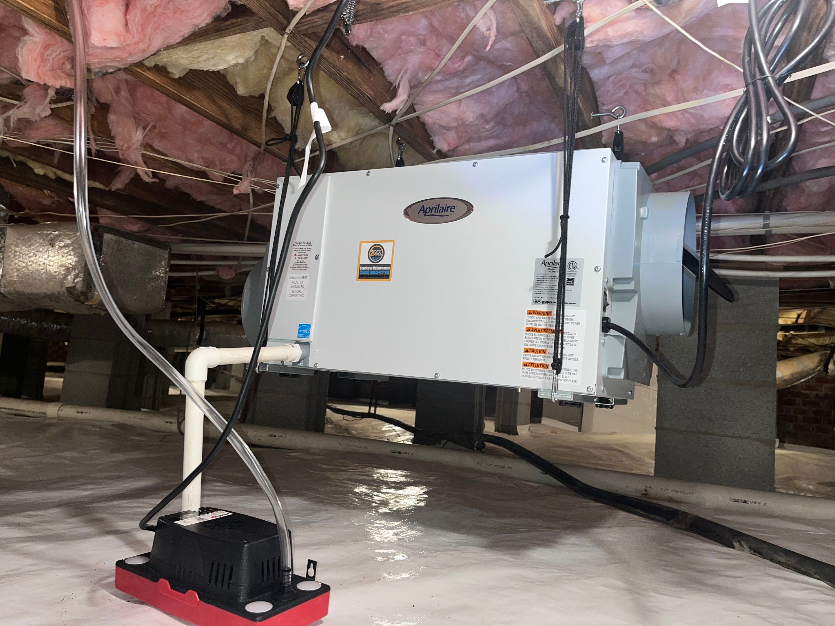 Dehumidifier and Moisture Barrier install with Structural repairs. by Impact Crawlspace