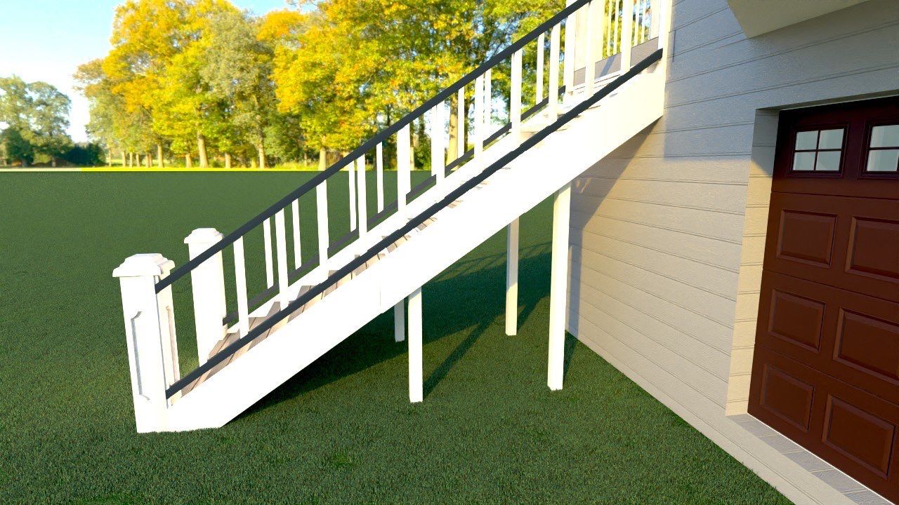 Timbertech Staircase with a 50 year warranty and solar lighting by Majesty Construction