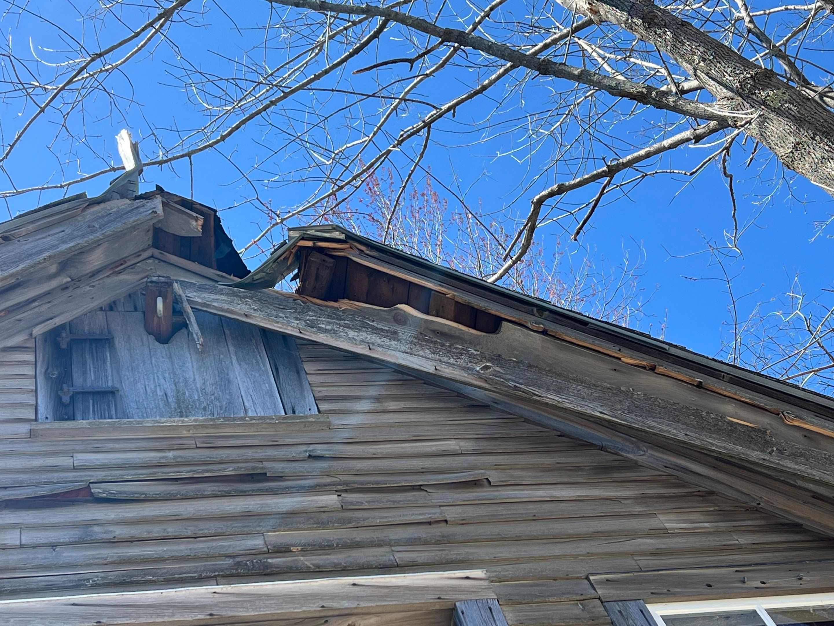 Just the beginning of a barn restoration in New Castle by Tall pine roofing