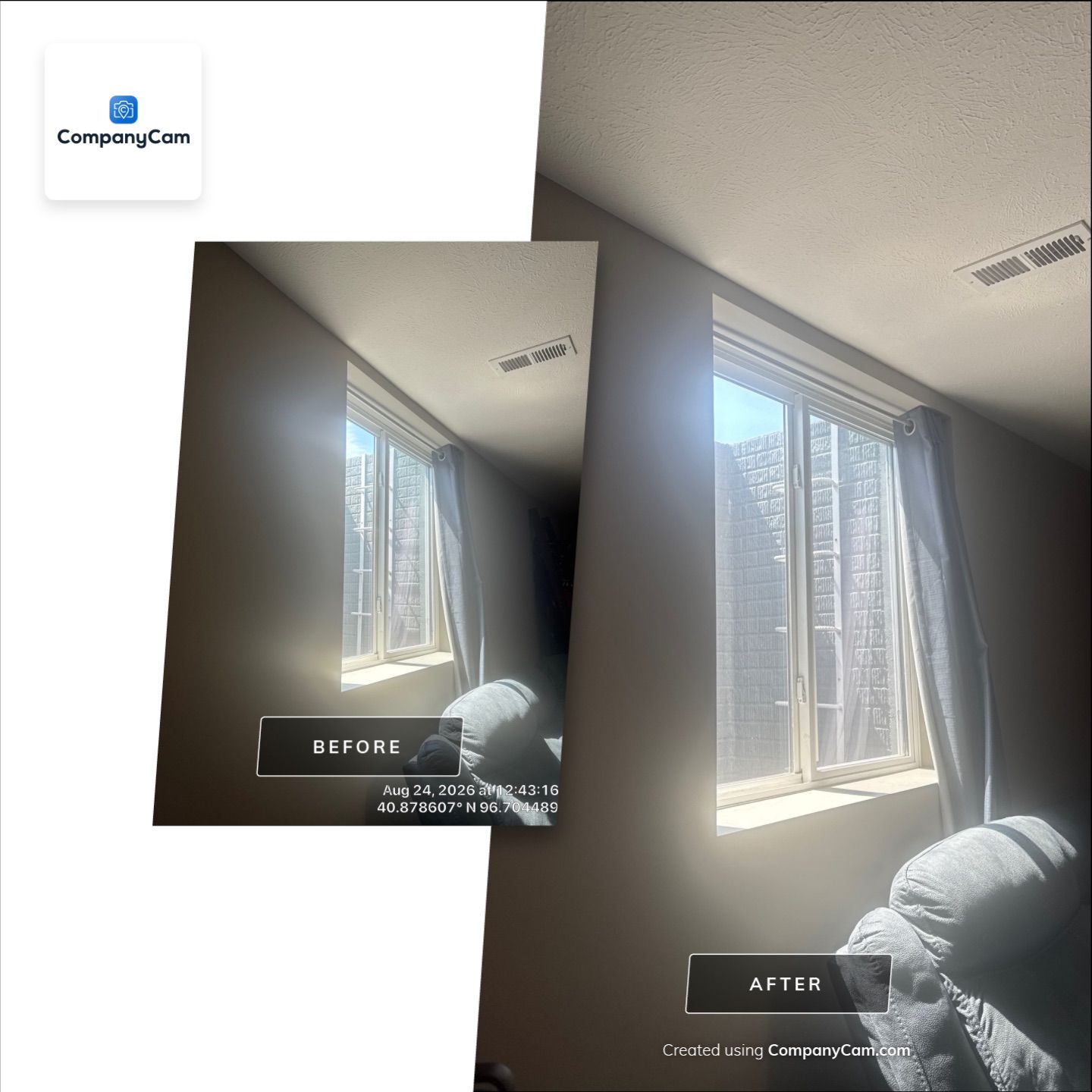 Lincoln Basement Window Drywall Repair and Ceiling Texturing by CompanyCam Sales Demo