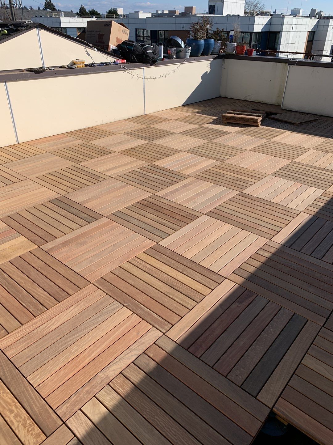 Ballard Rooftop Deck using IPE Tiles by Alki deck builders