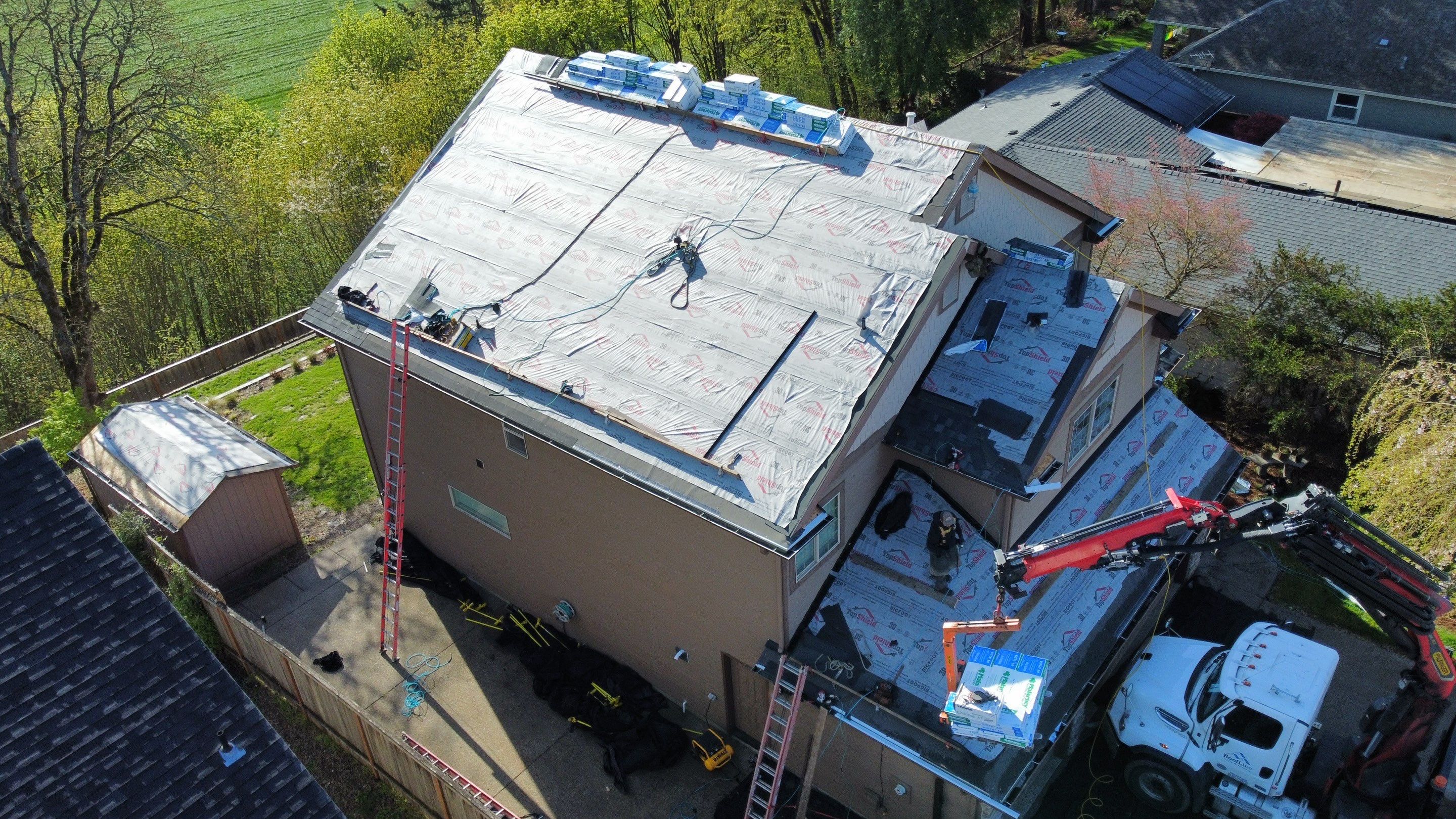 Residential Roofing Installation using Malarkey Vista AR Shingles (Color: Storm Grey) by Orezona Building & Roofing Company, Inc.