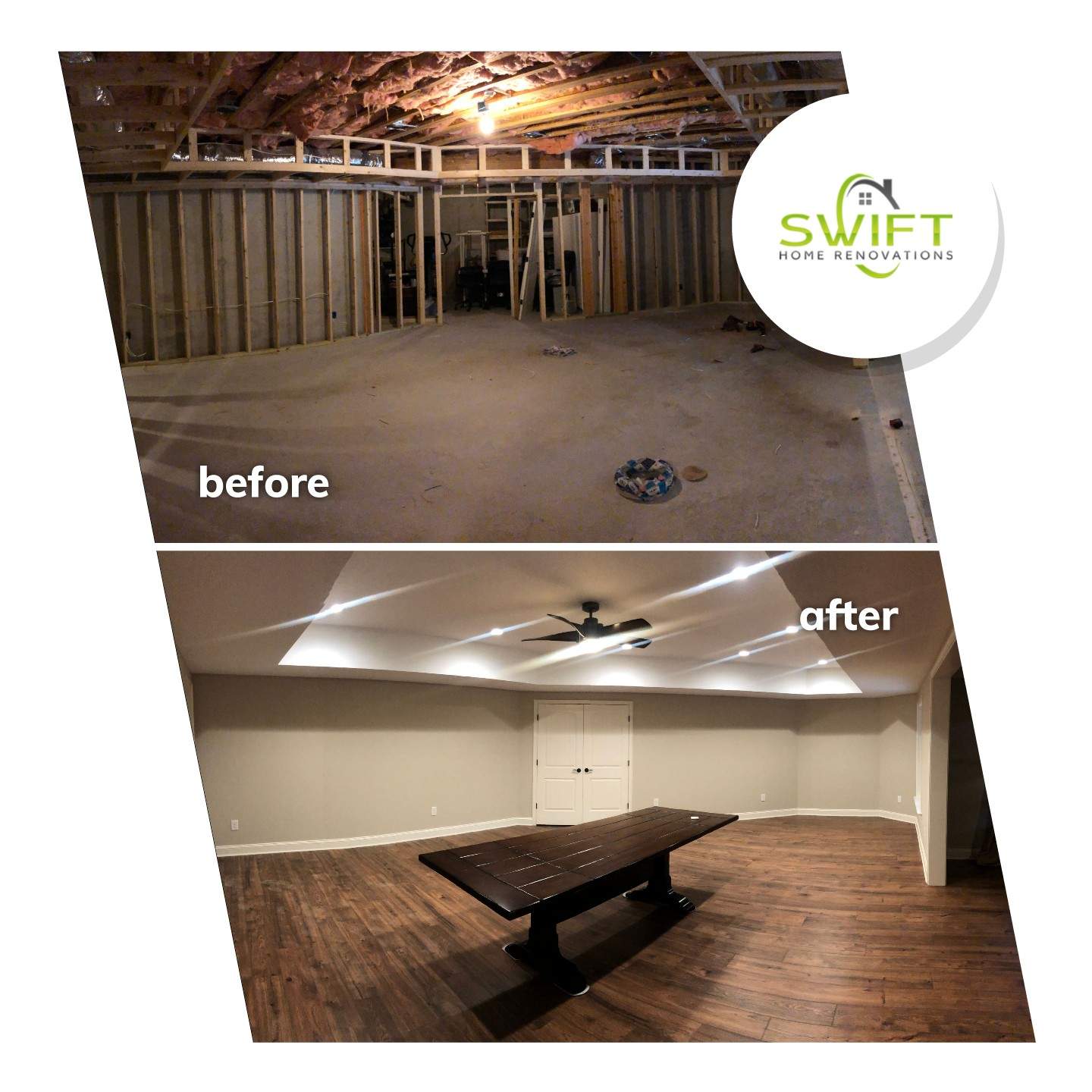 Comprehensive Basement Finishing Featuring Custom Tray Ceilings in Canton by Swift Home Renovations
