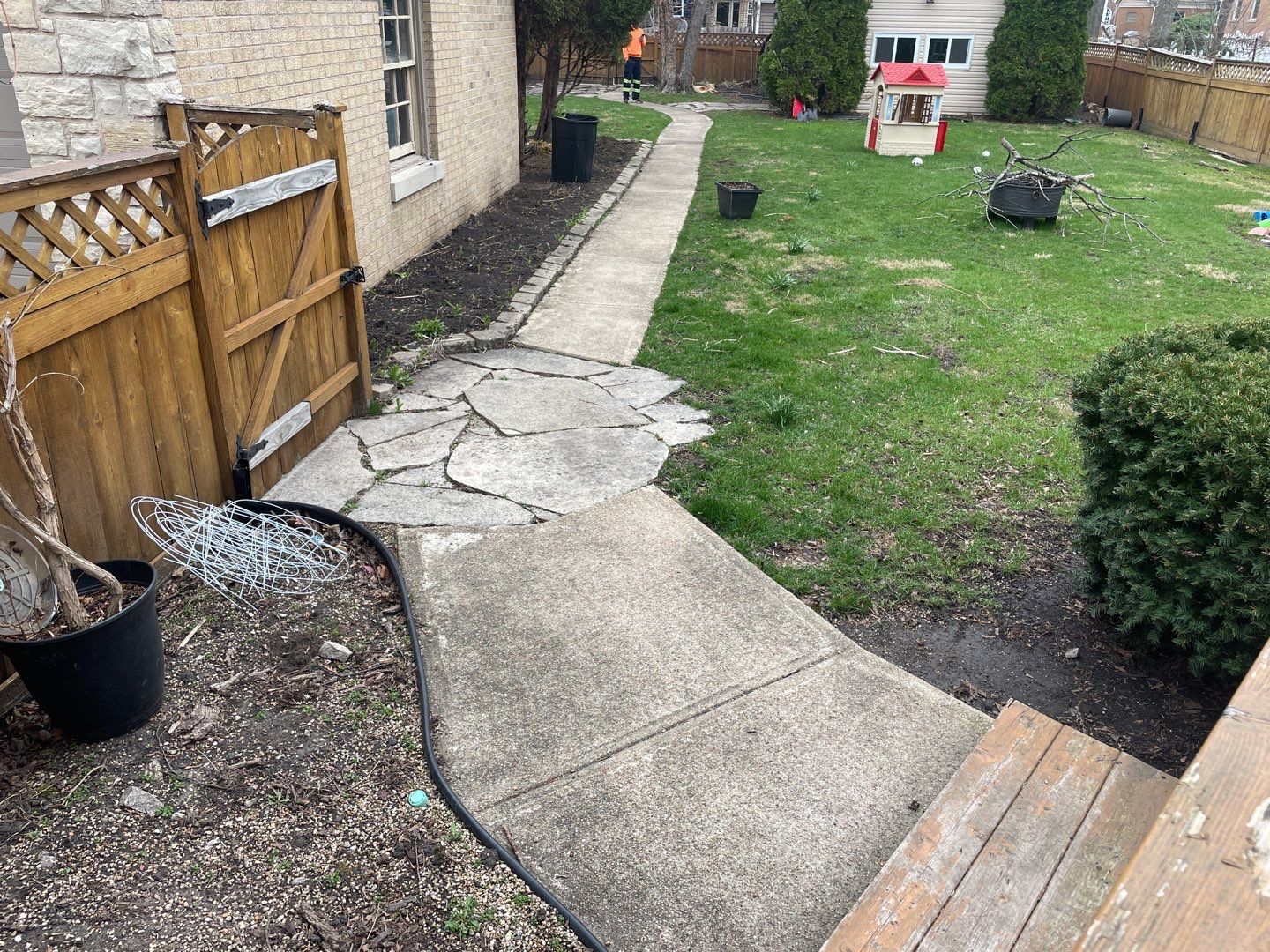 Wood cleaning and staining using Armstrong cloark oil stain by Northern Power Washing LLC.