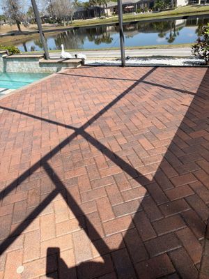 Paver Pool Deck Stripping and Sealing Project in Sun City Center
