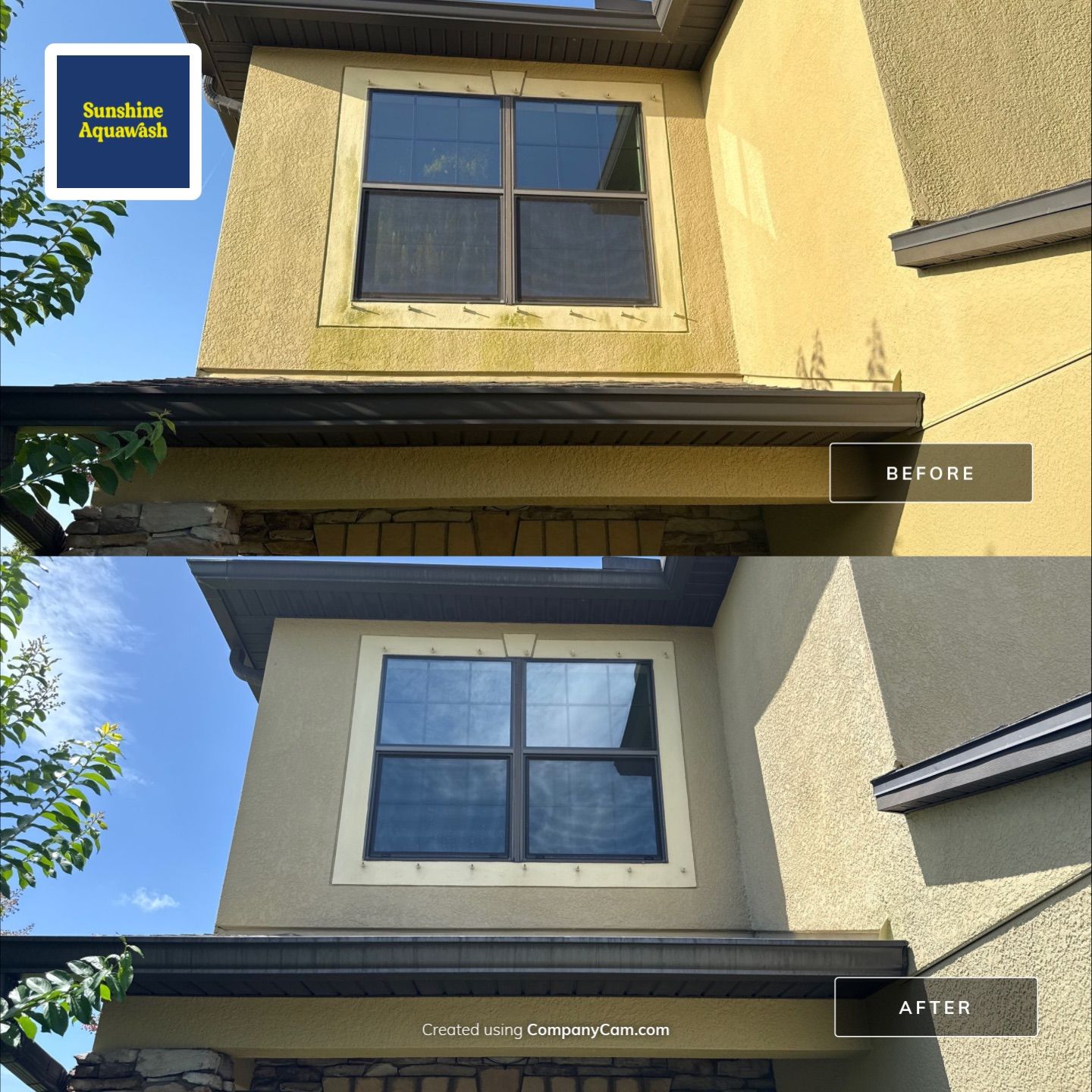2-Story Stucco House Wash & Tan Vinyl Fence Cleaning | Sheffield Glen Palmetto, FL by Sunshine AquaWash