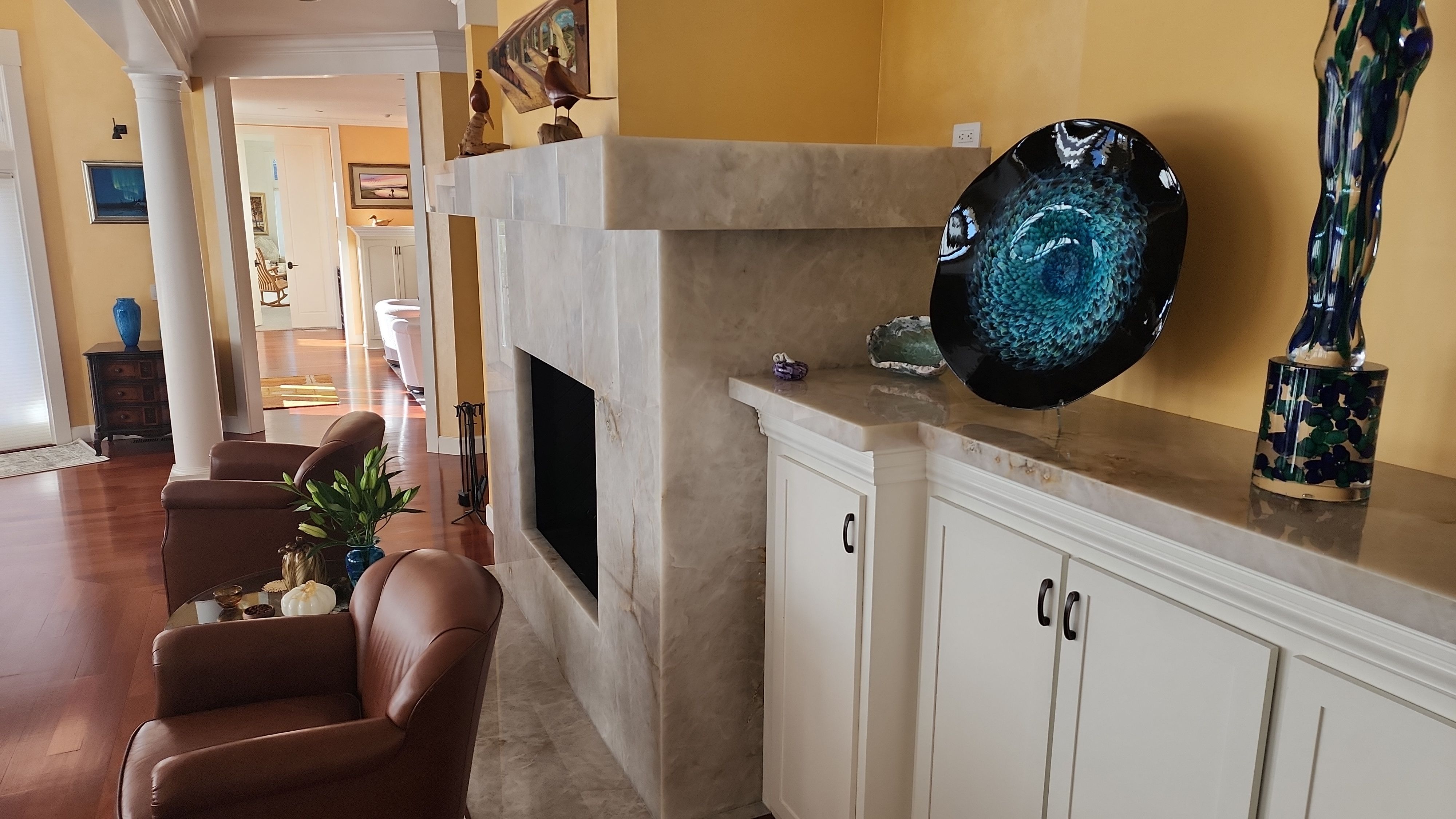 Backlit Stone On A Fireplace by S.Y. Electric Inc.