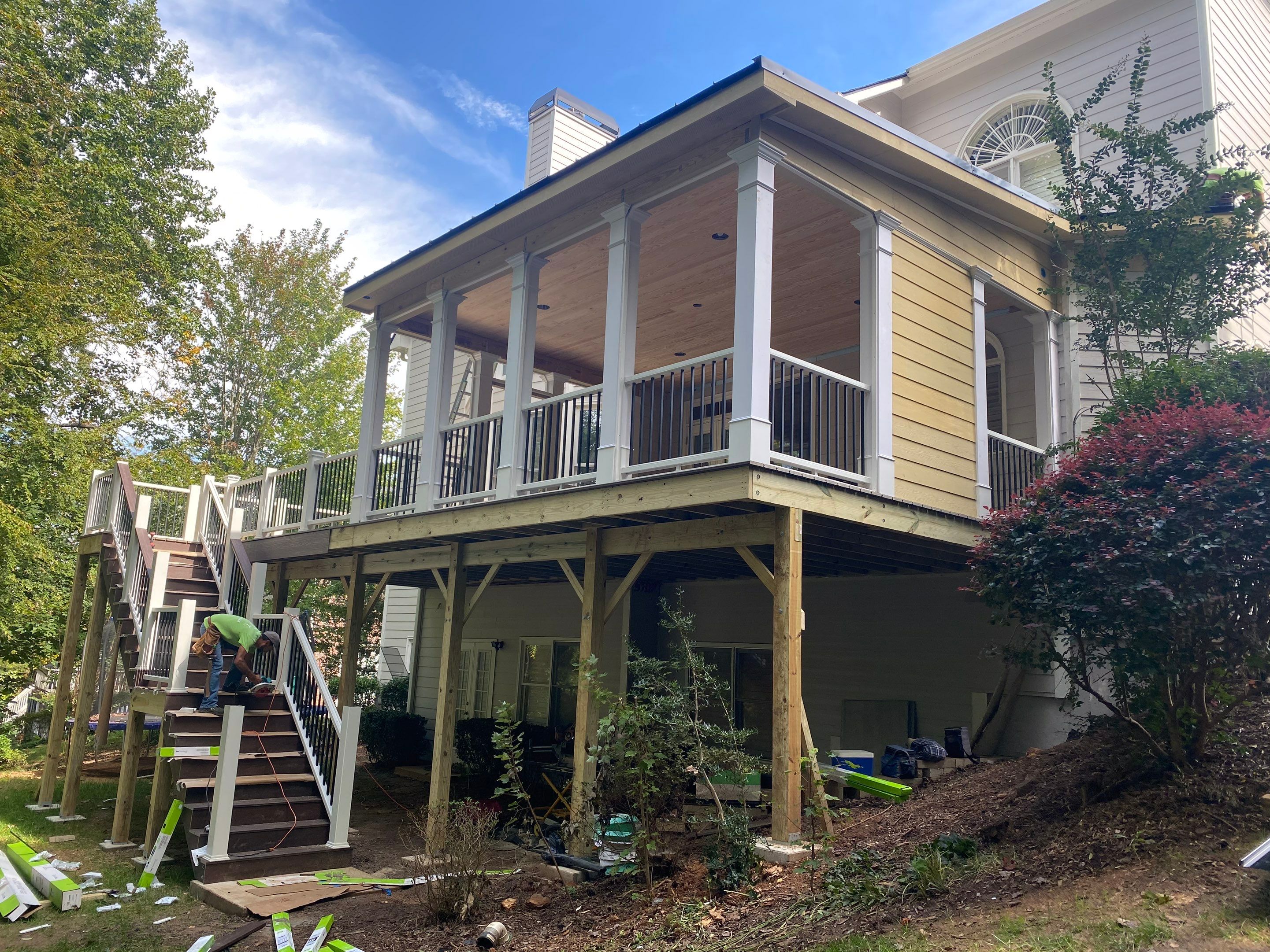 Elevated Screened-in Porch and Composite Deck Construction in Mableton by Swift Home Renovations