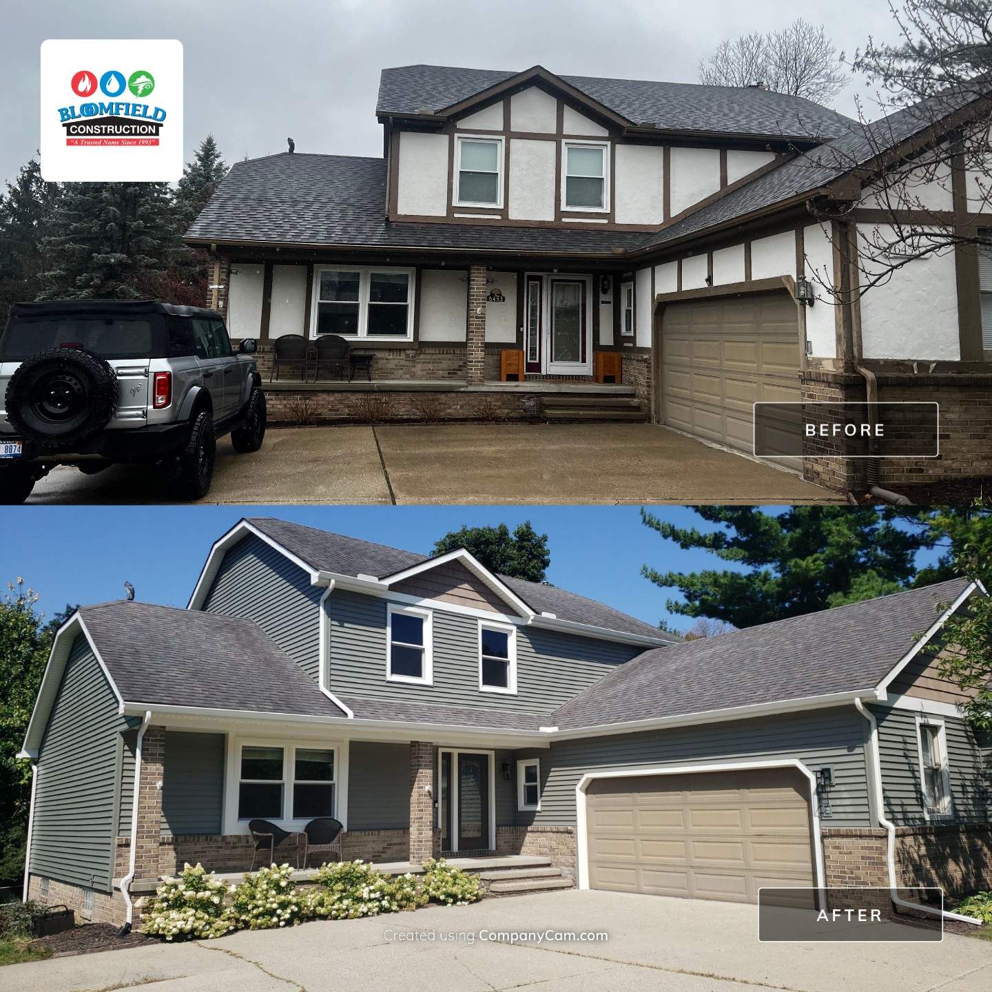 Siding Replacement using Norandex Vinyl Siding by Bloomfield Construction & Restoration