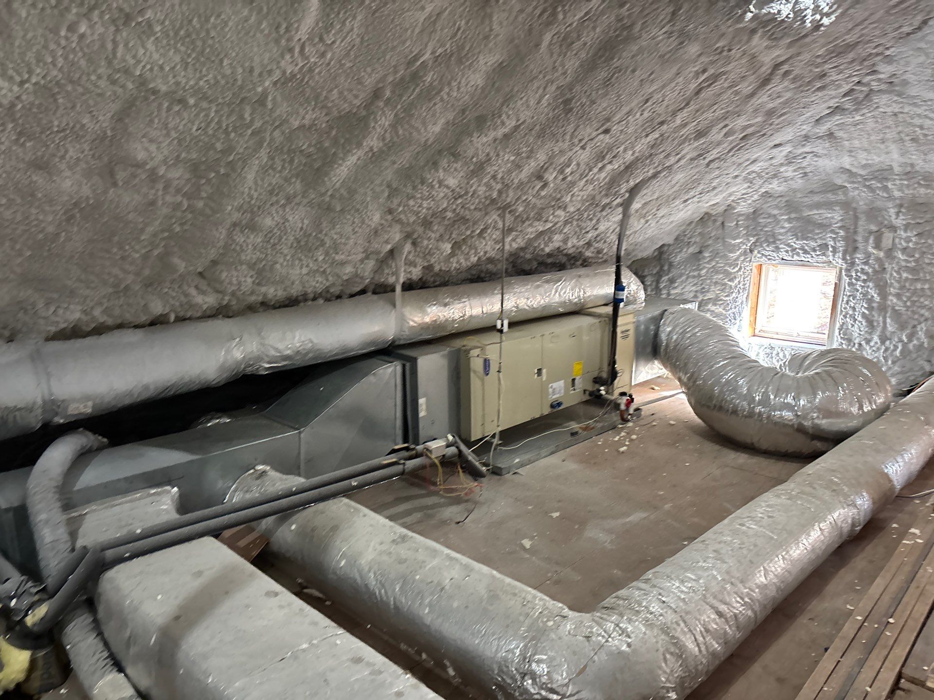 Attic Insulation using open cell spray foam by NYS Foam & Energy