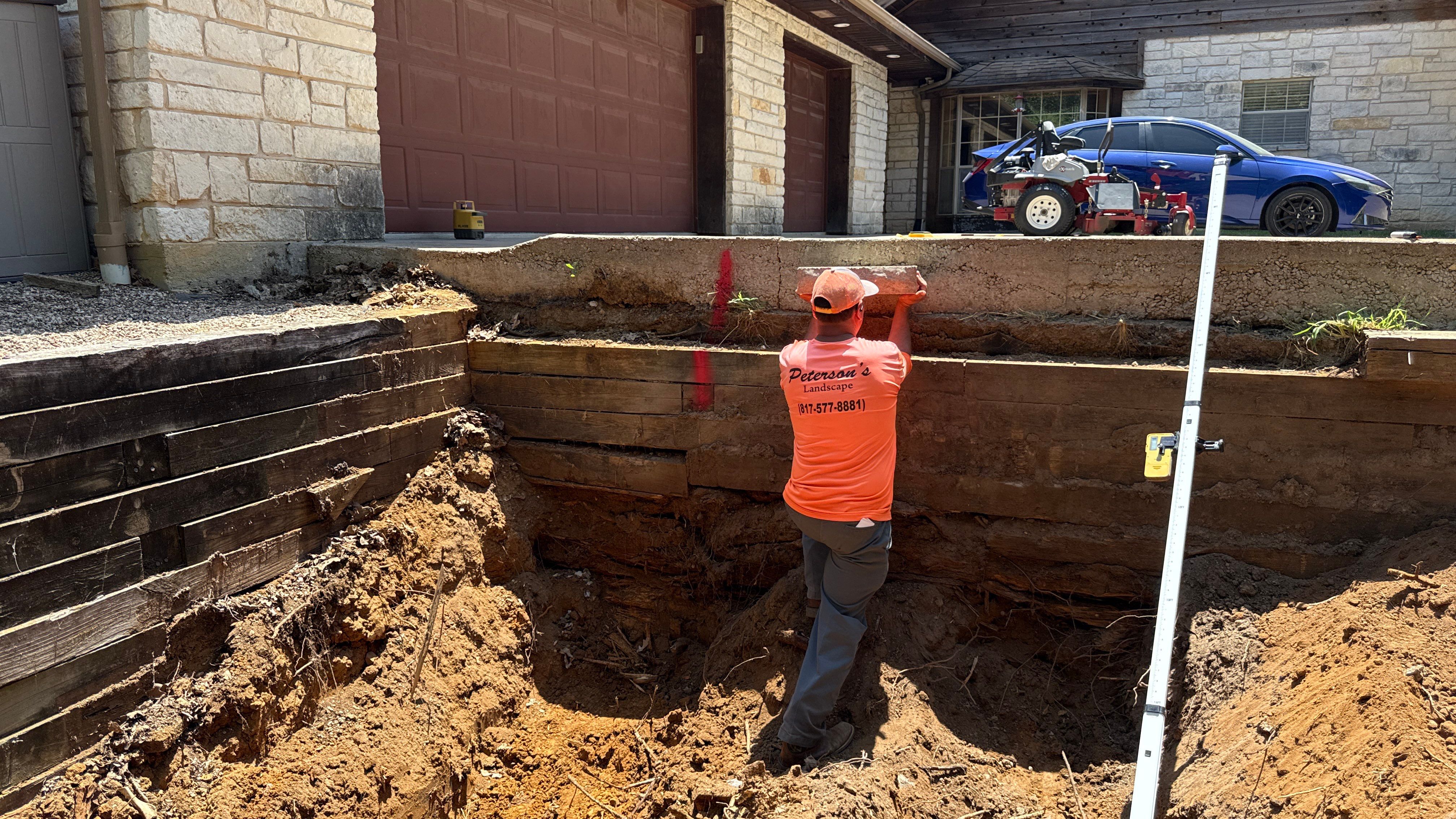 In Progress Retaining Wall Project by Peterson’s