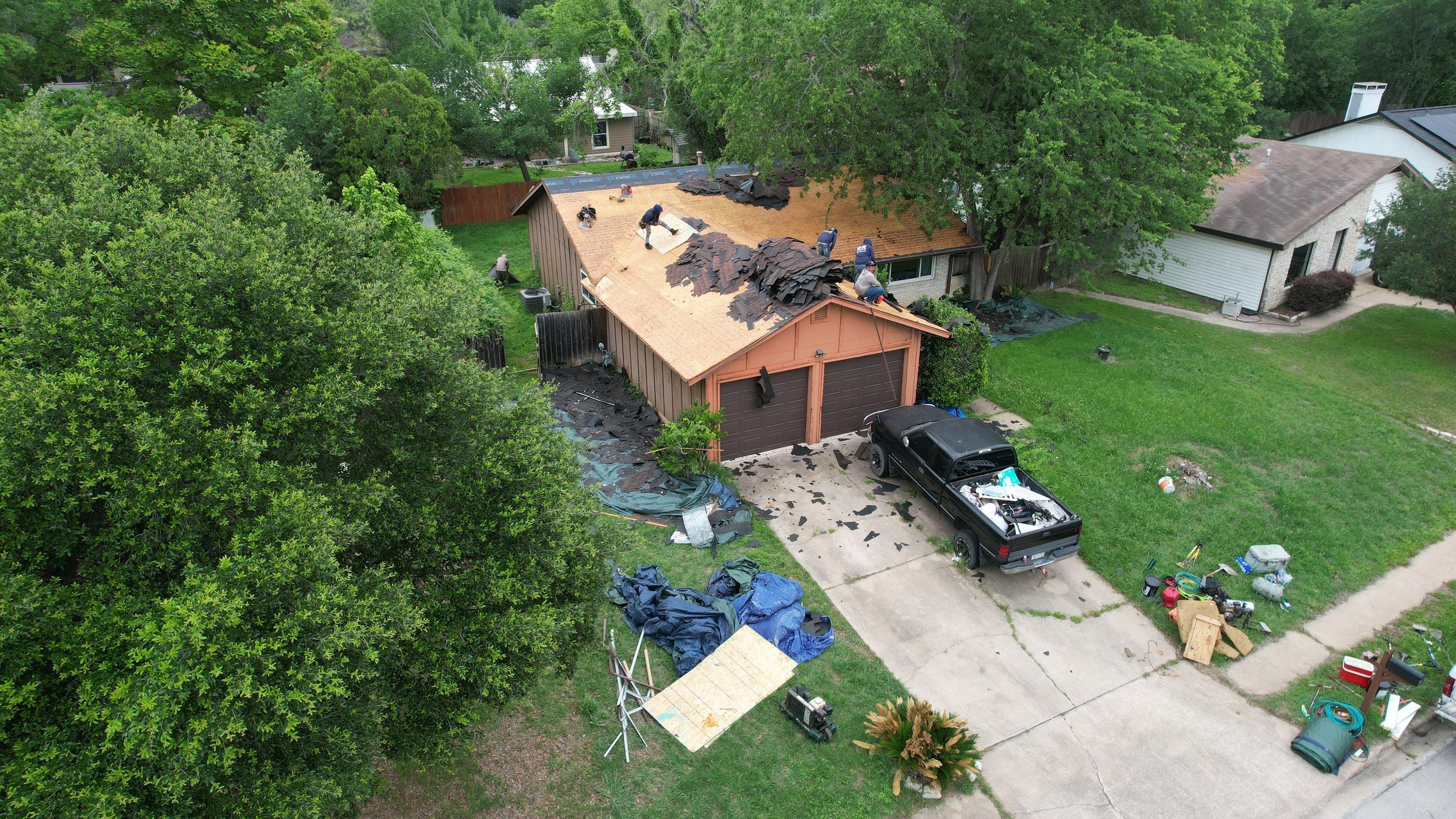 Architectural Shingle Roof Replacement and Decking Repair in Austin by CDG Restoration & Construction
