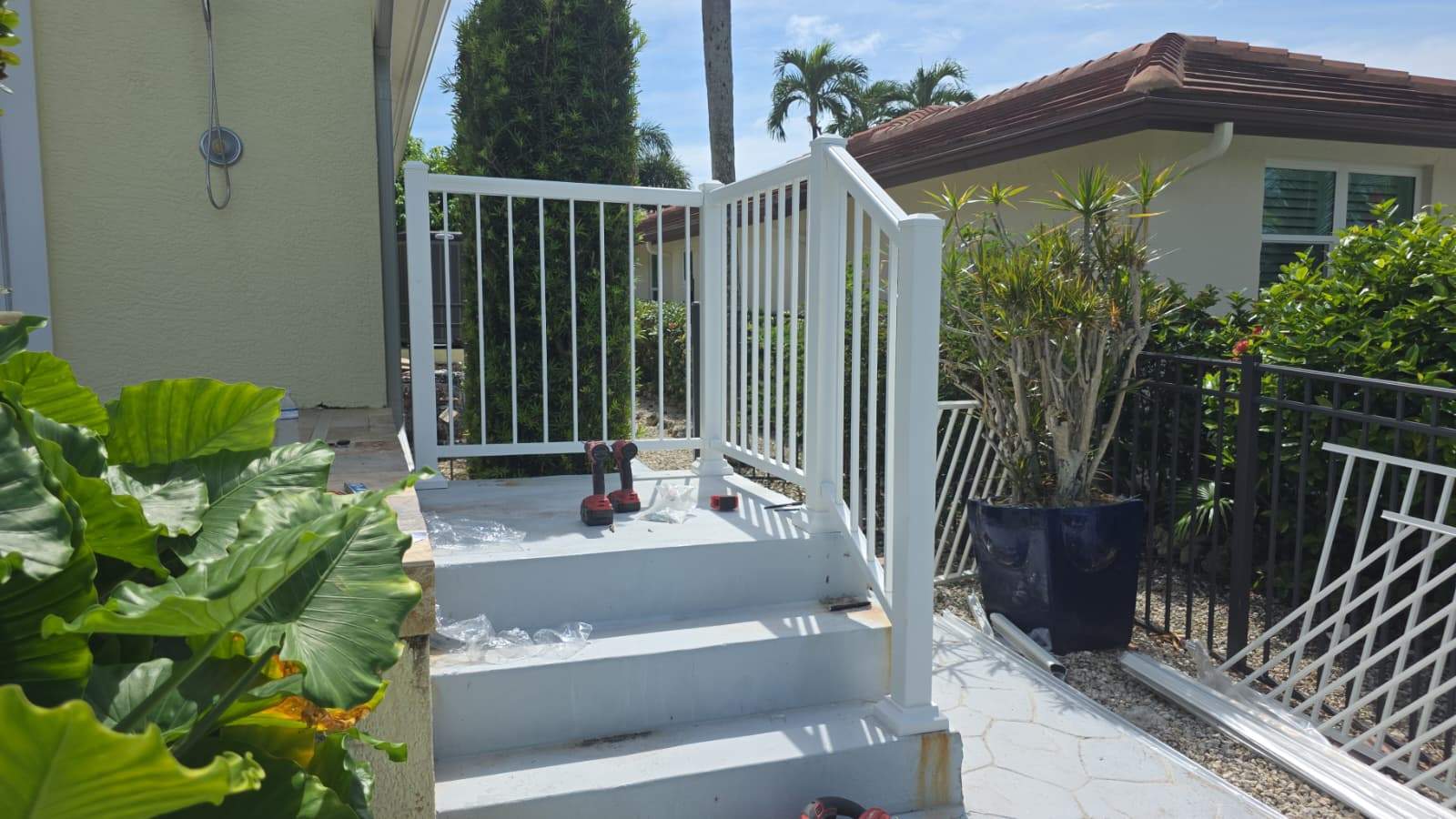 White Aluminum Railing Installation in Marco Island by True Fence LLC
