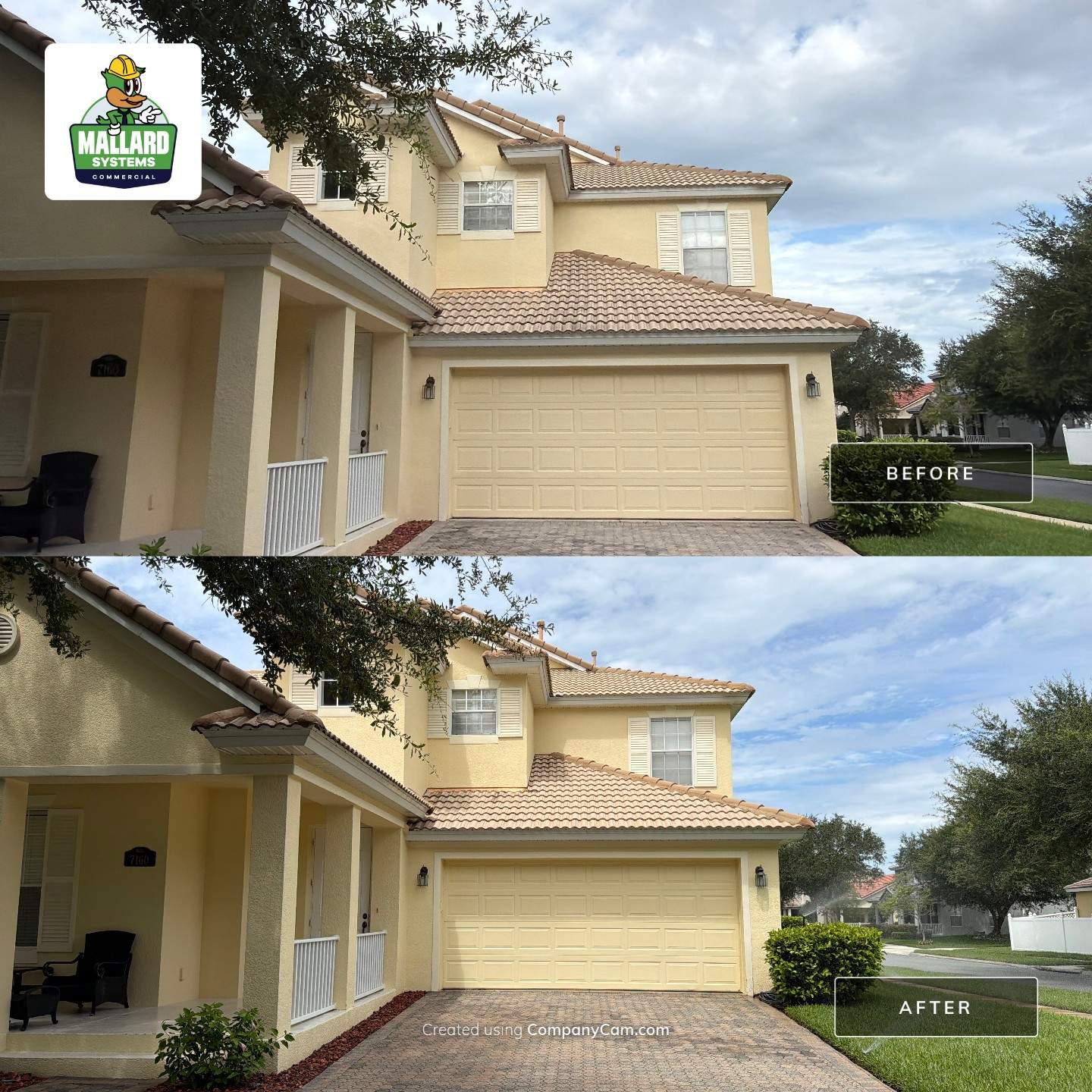 Full Exterior House Wash and Concrete Tile Roof Cleaning in Winter Garden by Mallard Systems