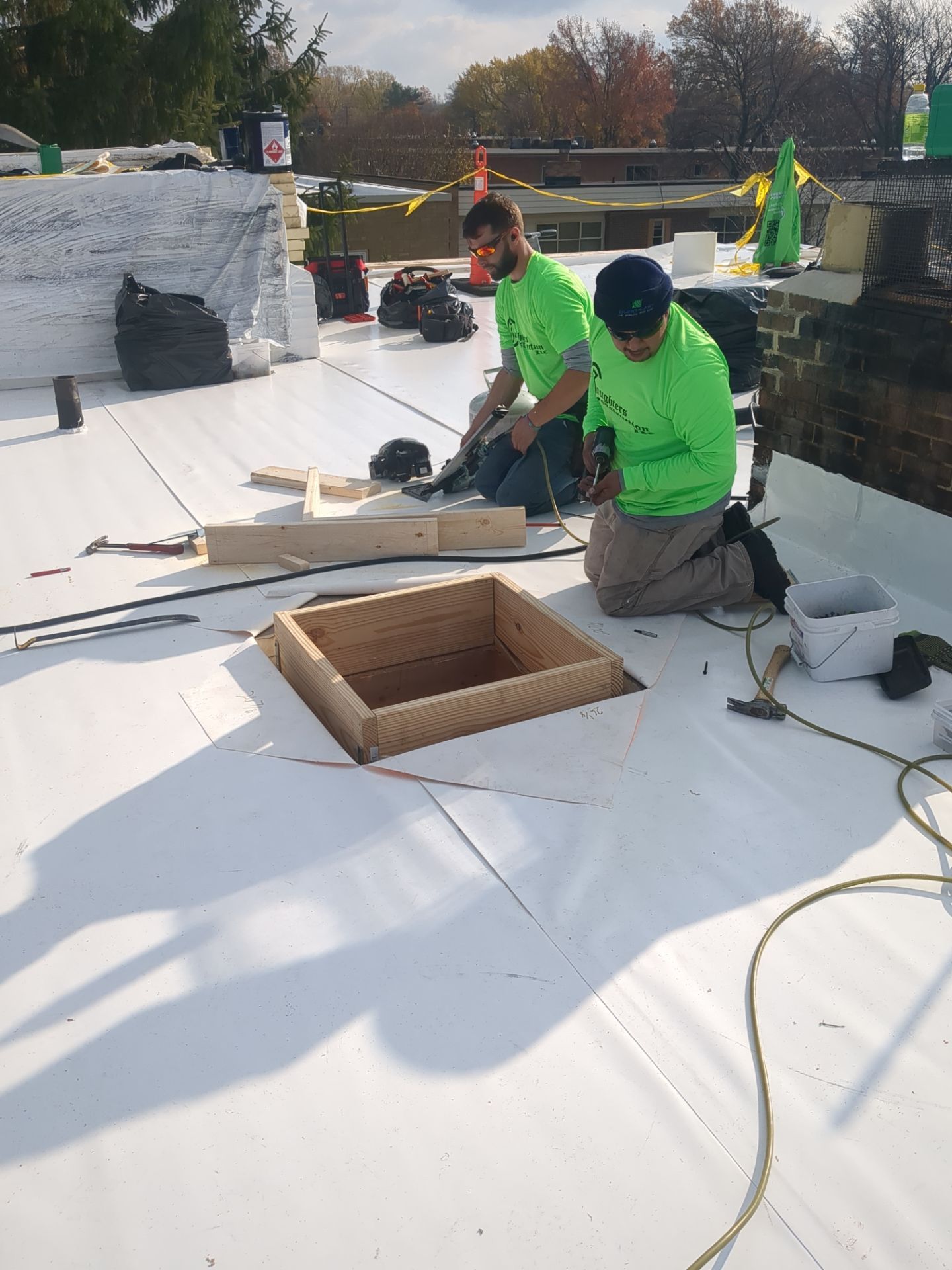 Commercial Roofing Installation using Duro-Last 50 mil PVC by 3 Daughters Construction 