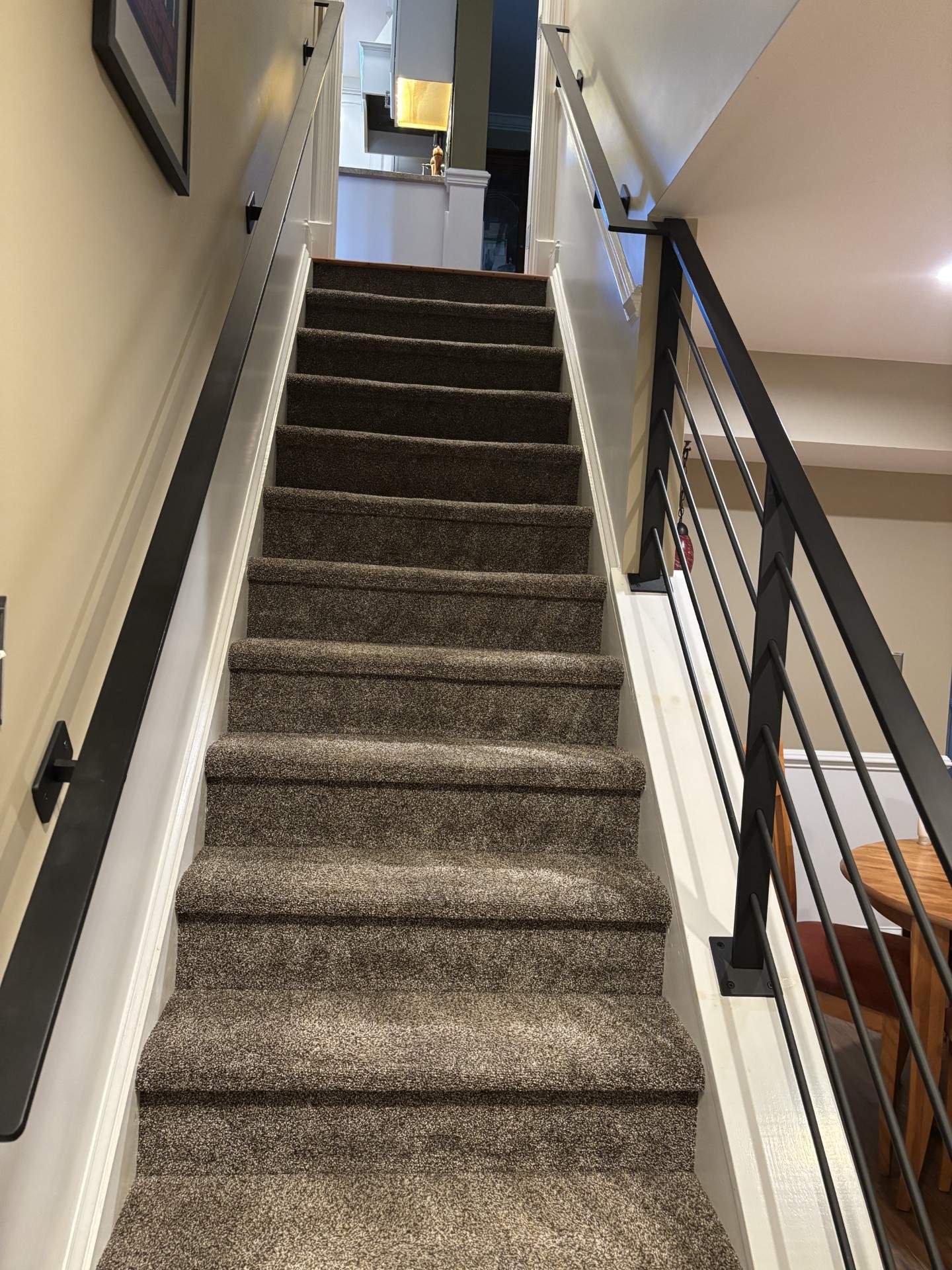 Modern Minimalist Interior Railing – Custom Steel Flat Bar & Round Infill by Capitol Iron Works