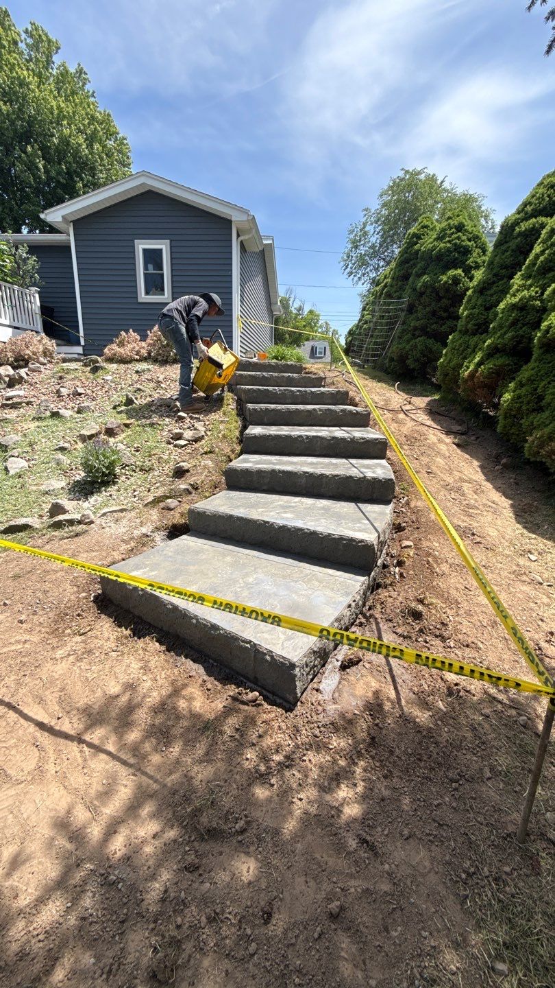 Stamped Oxford Slate Steps by NG Masonry & Construction LLC