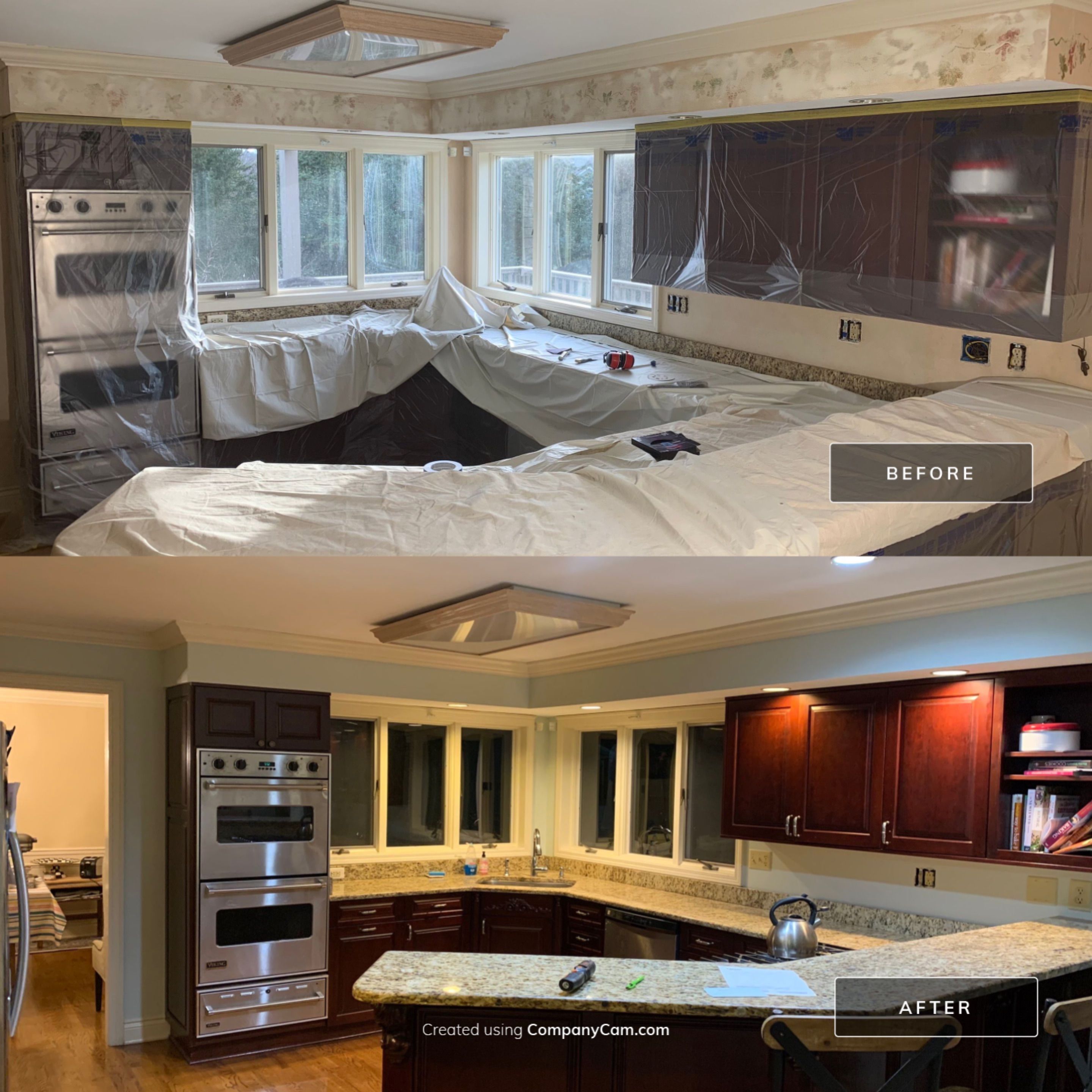 Fireplace/Mantle and Painting Stenciled Walls by Empire Painting Services, LLC