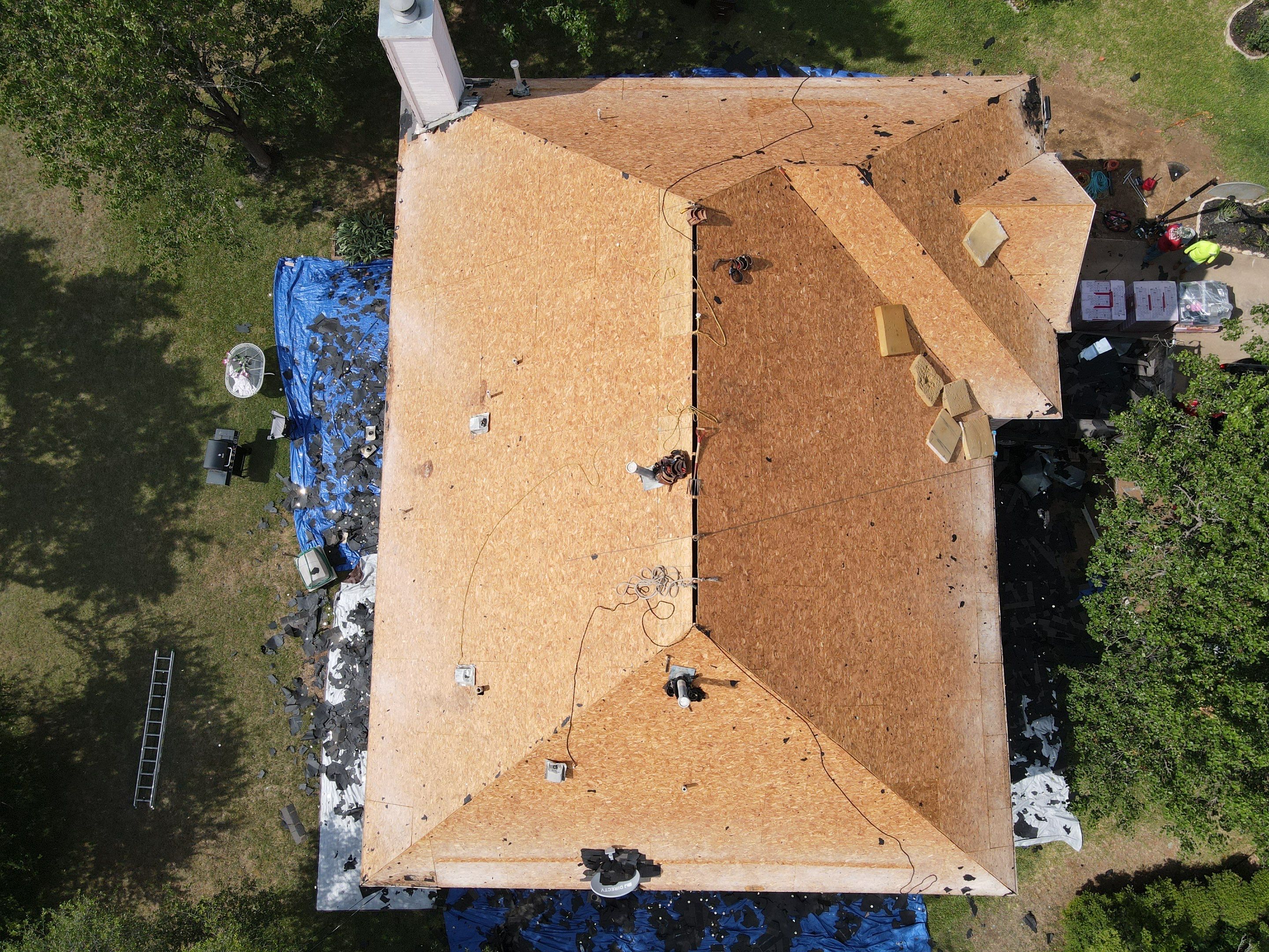 Architectural Shingle Roof Replacement and Decking Repair in Round Rock by Caliber Restoration LLC