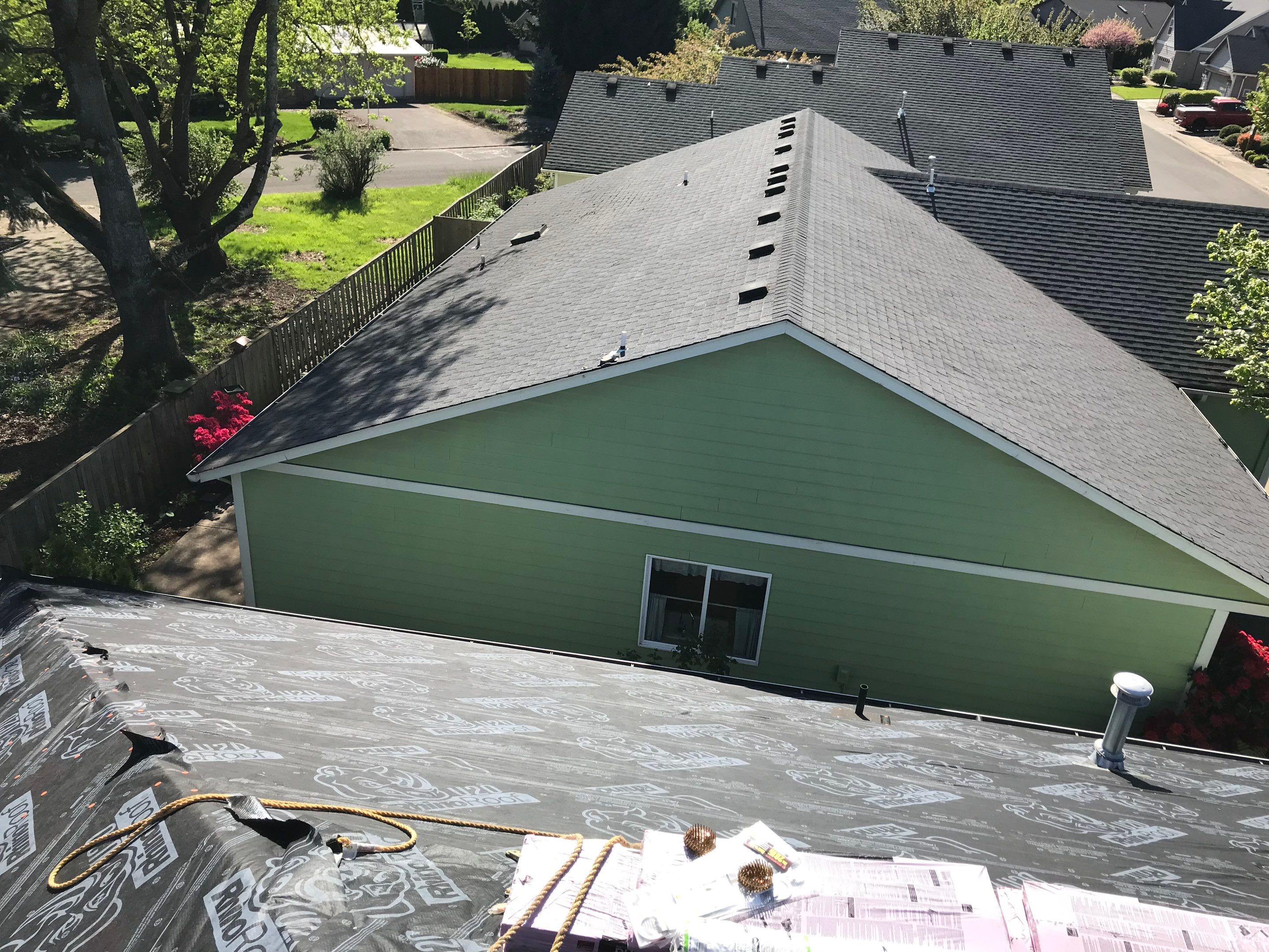 Residential Roofing Installation using Owens Corning Duration Shingles in Estate Gray. by BEST Roofing & Waterproofing