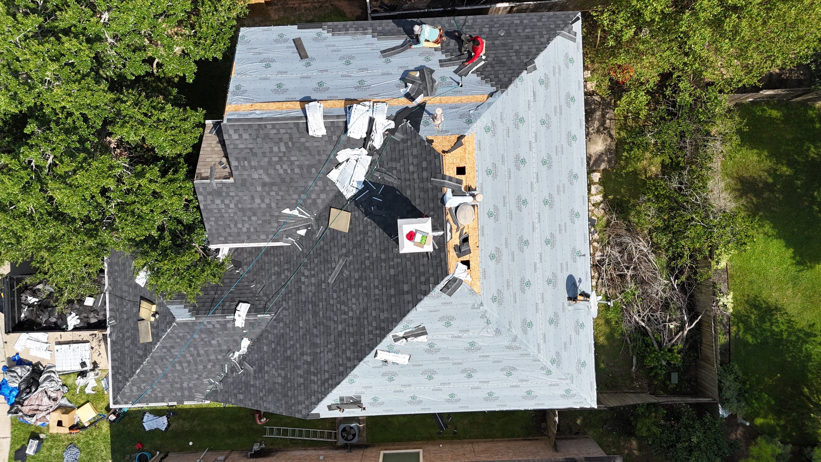 Residential Roofing Installation using IKO Dynasty by Core Four Roofing