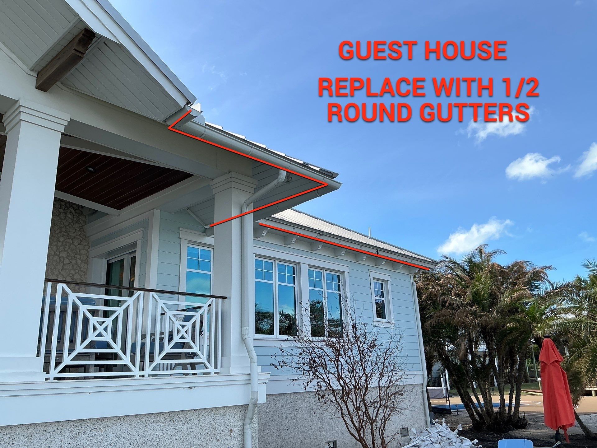 All New 1/2 Round Gutters in Nokomis FL by Gutter Professors