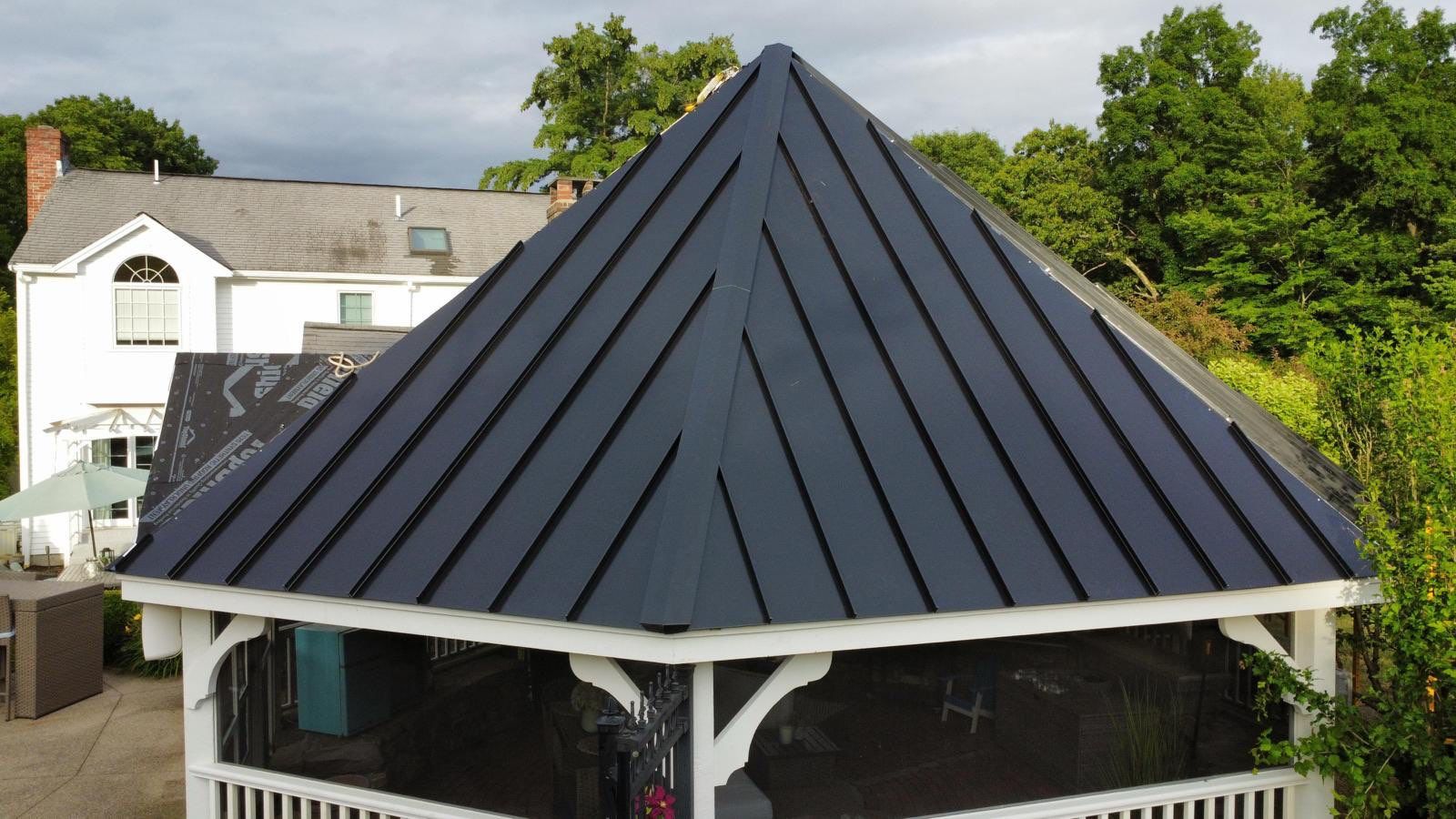 Standing Seam Black Metal Roof- Gazebo by Loyalty Exterior Solutions 