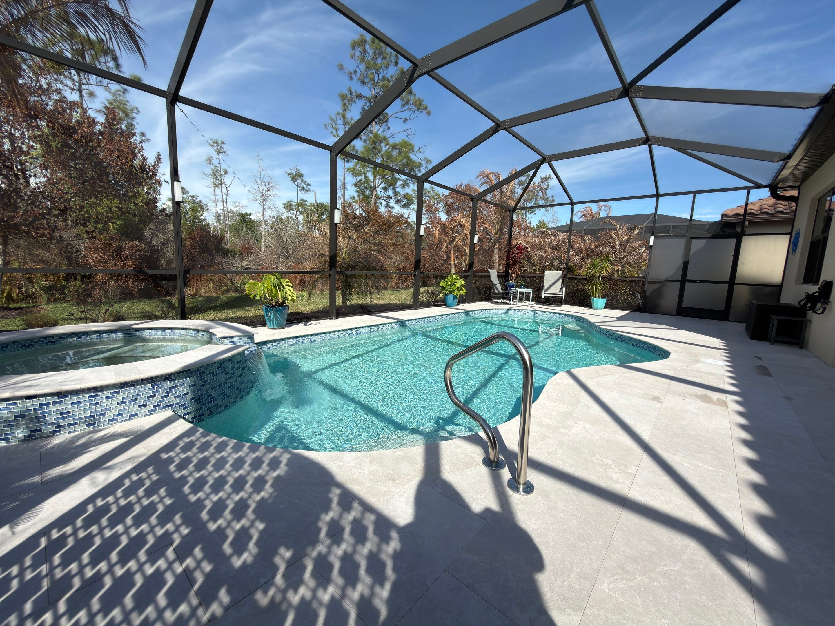 Pool Deck Renovation | Pool Coping & Tile Upgrade | Textured Marble Natural Stone - Bonita National Golf & Country Club by Old Town Pavers Llc